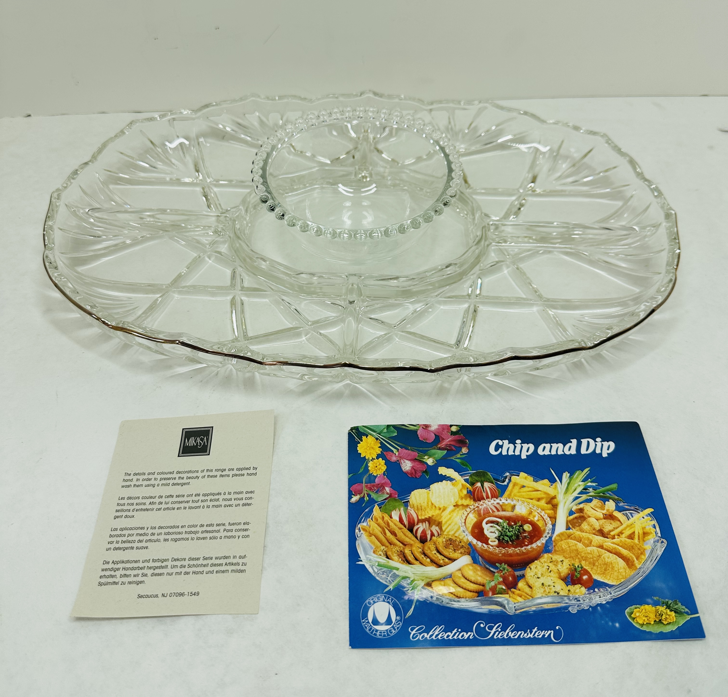 MIKASA CRYSTAL CHIP AND DIP SET, CIRCA 1990