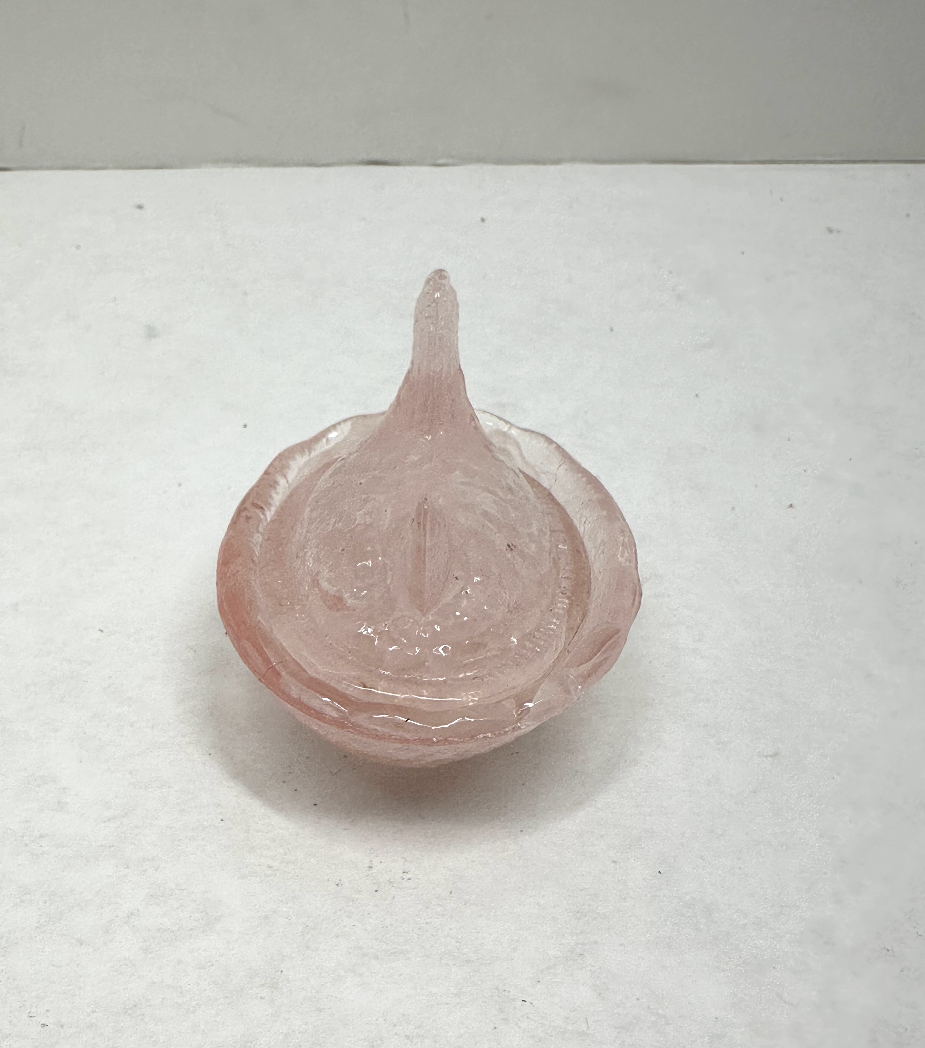 PINK PRESSED GLASS MINI HEN ON NEST