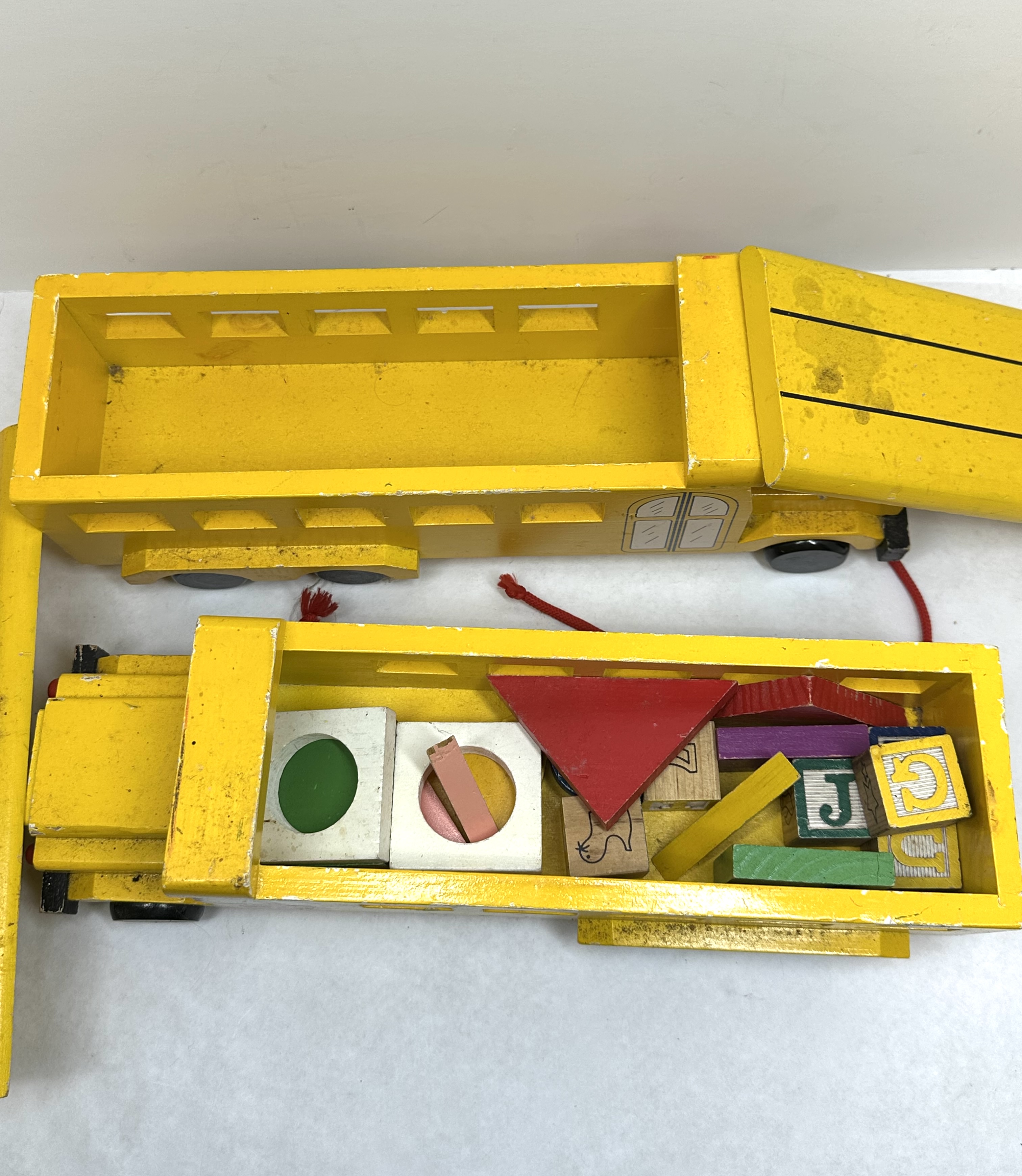 PAIR OF VINTAGE WOOD SCHOOL BUSES