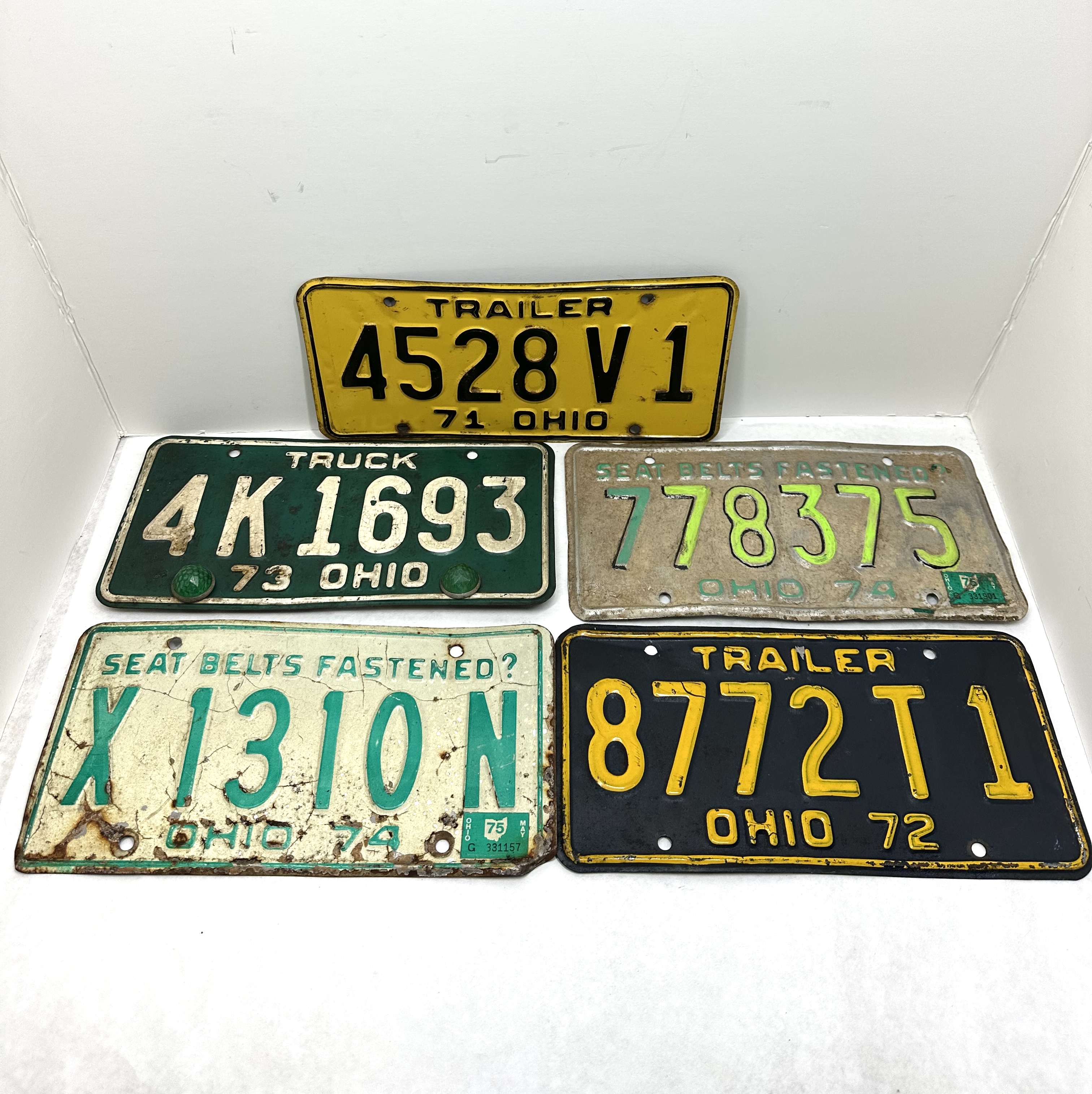 FIVE OHIO LICENSE PLATES 1971-1974