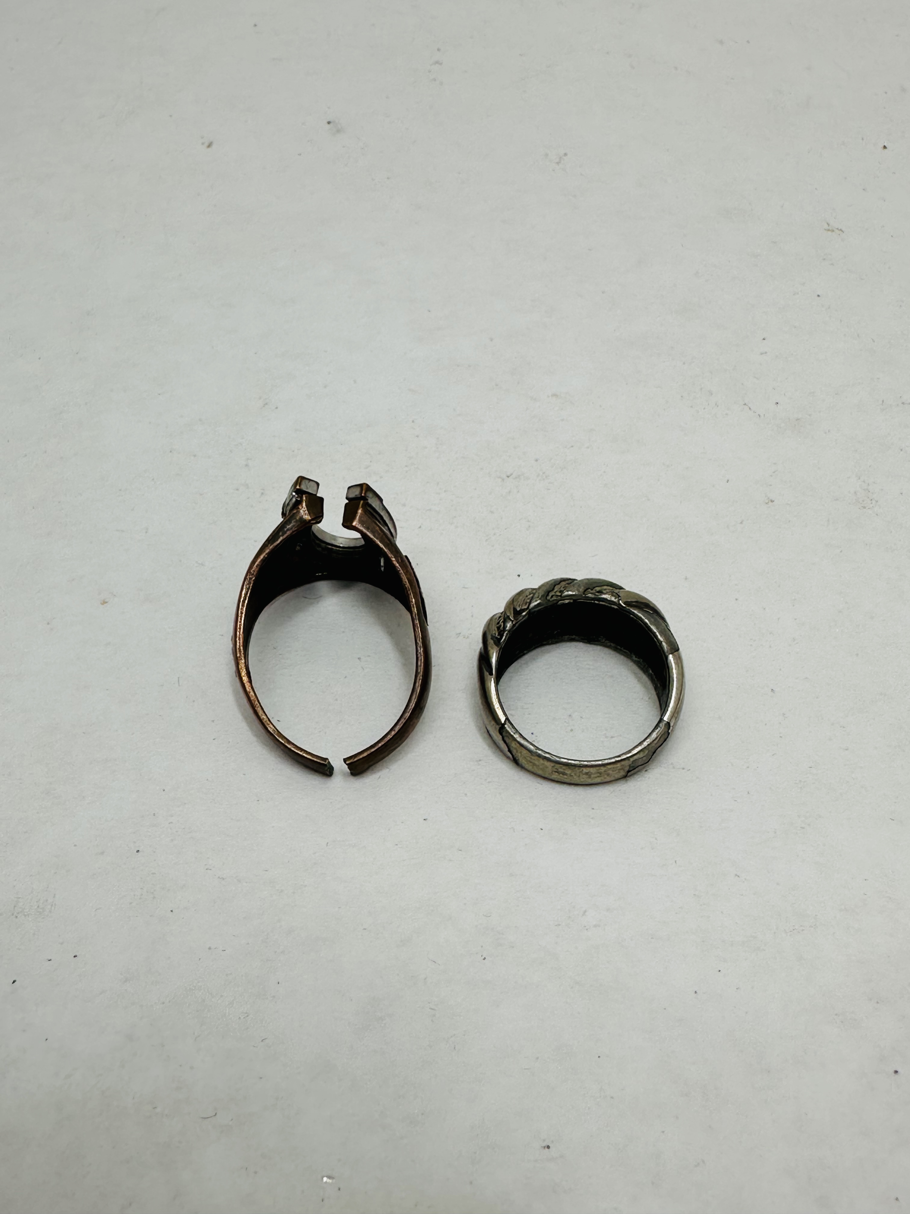 TWO 14K GOLD AND SILVER RINGS
