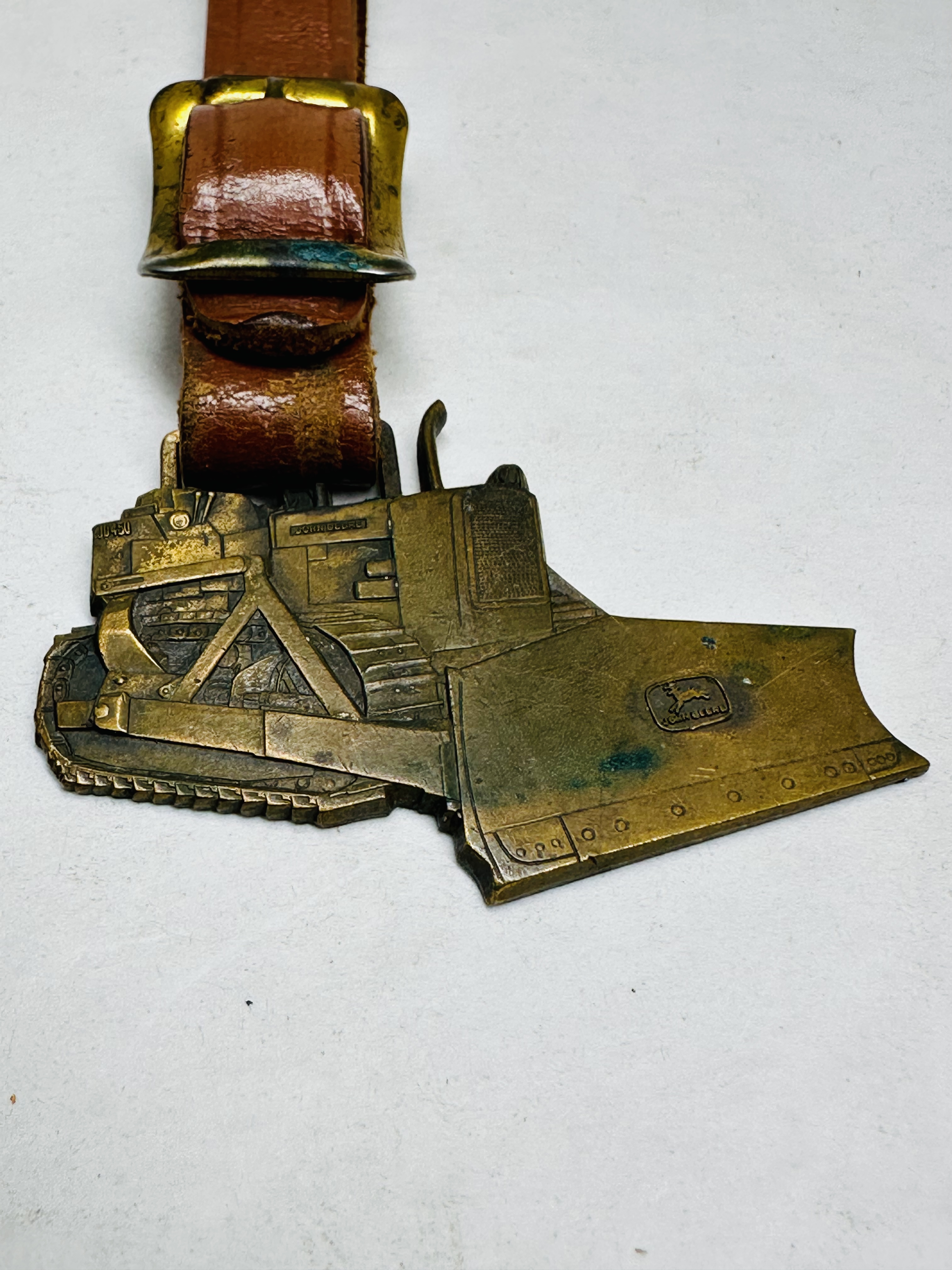 JOHN DEERE JD450 METAL WATCH FOB, 1960S