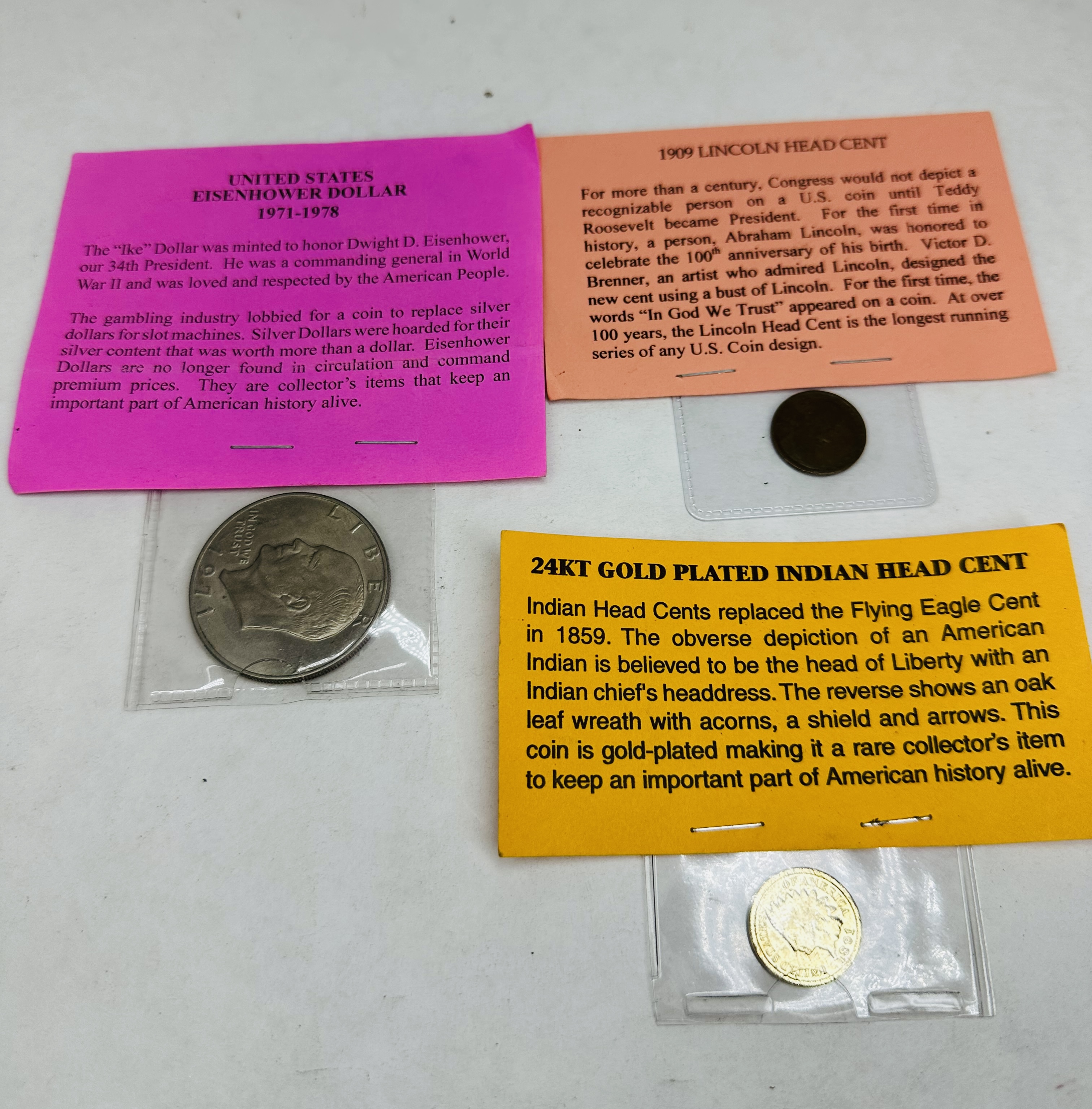US MINT THREE CLAD AND BRONZE COINS, 1891-1971