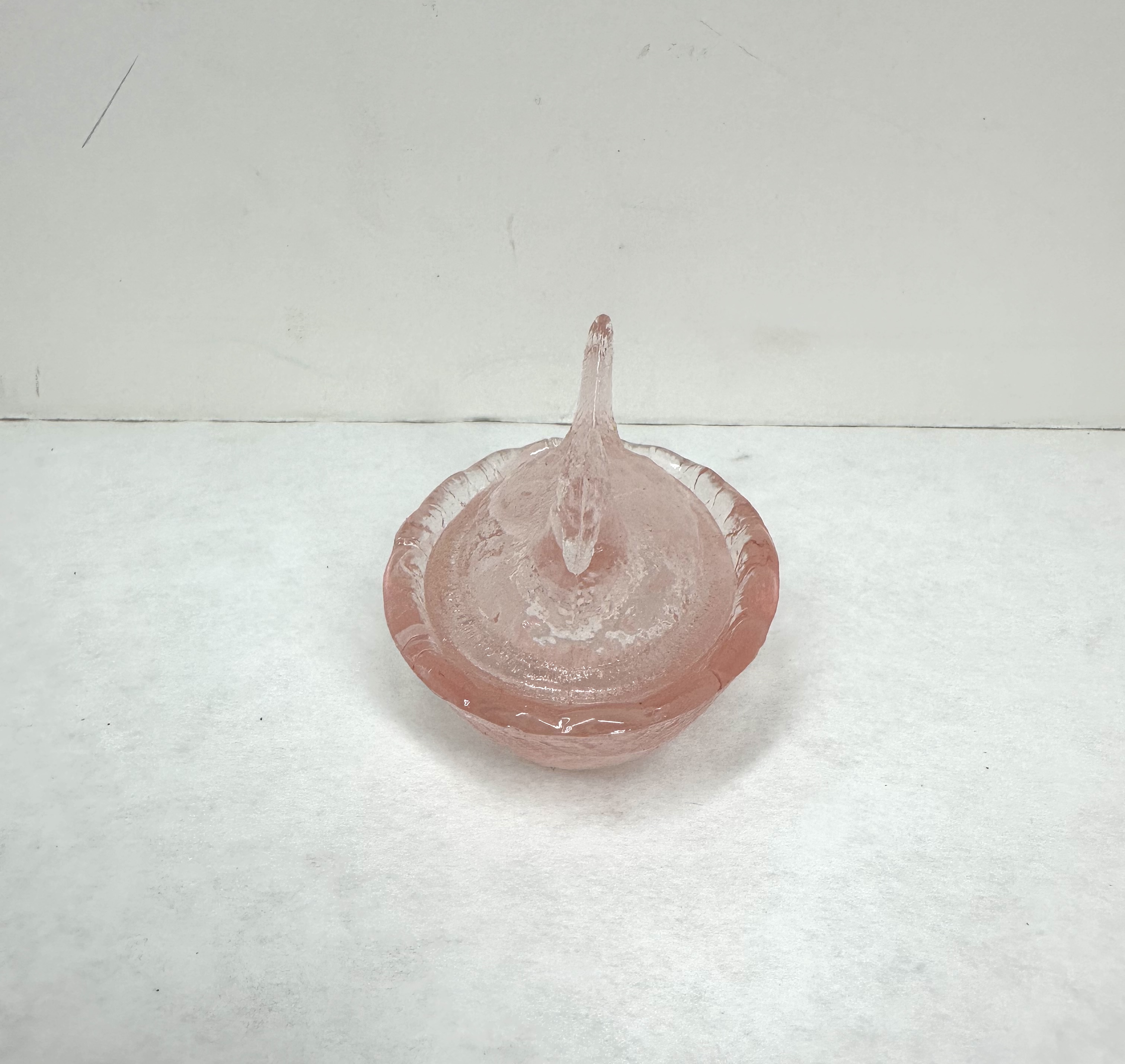 PINK SUGAR GLASS HEN, VINTAGE
