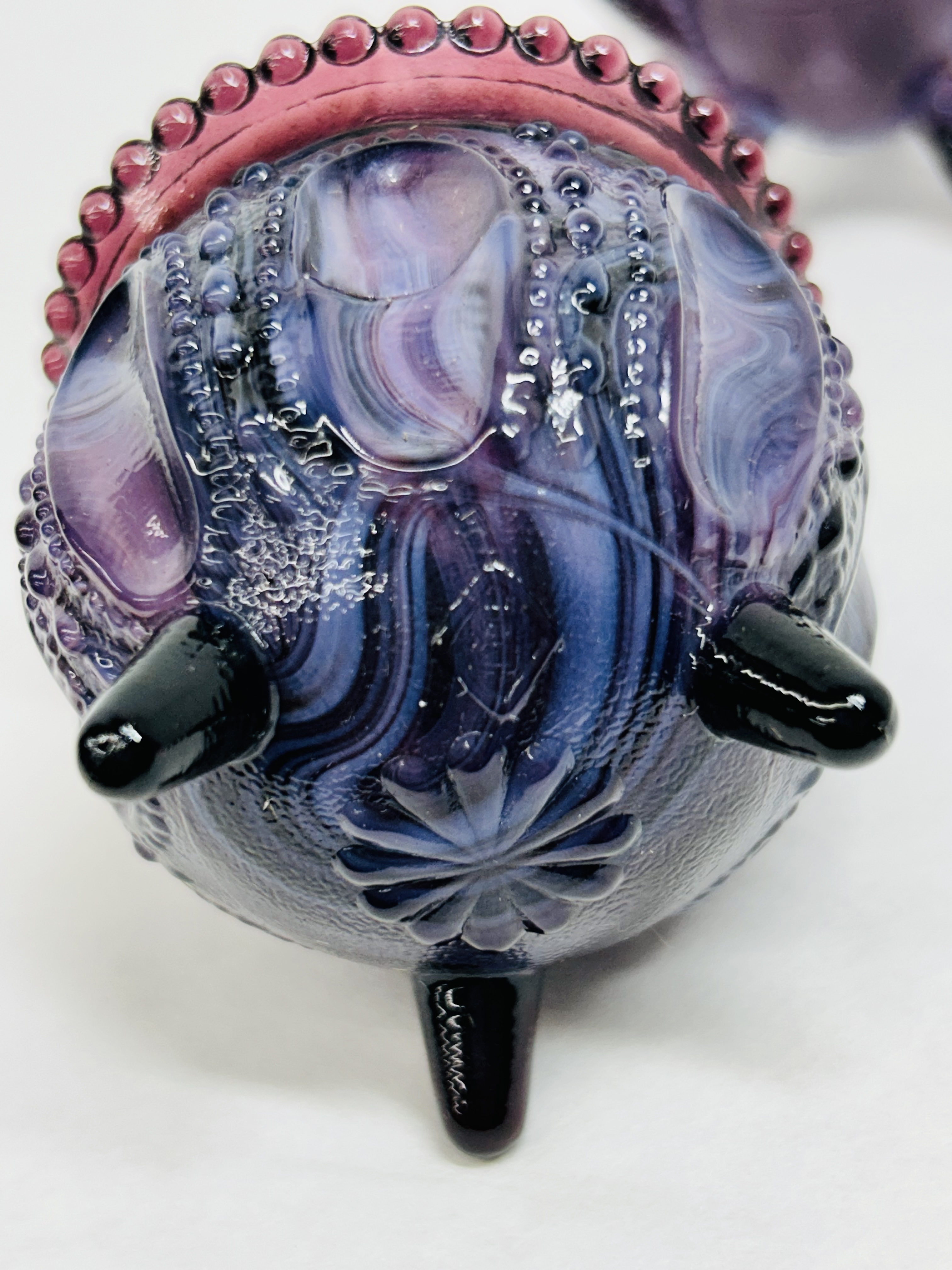 BOYD/DEGENHART PURPLE SLAG GLASS TOOTHPICK HOLDERS