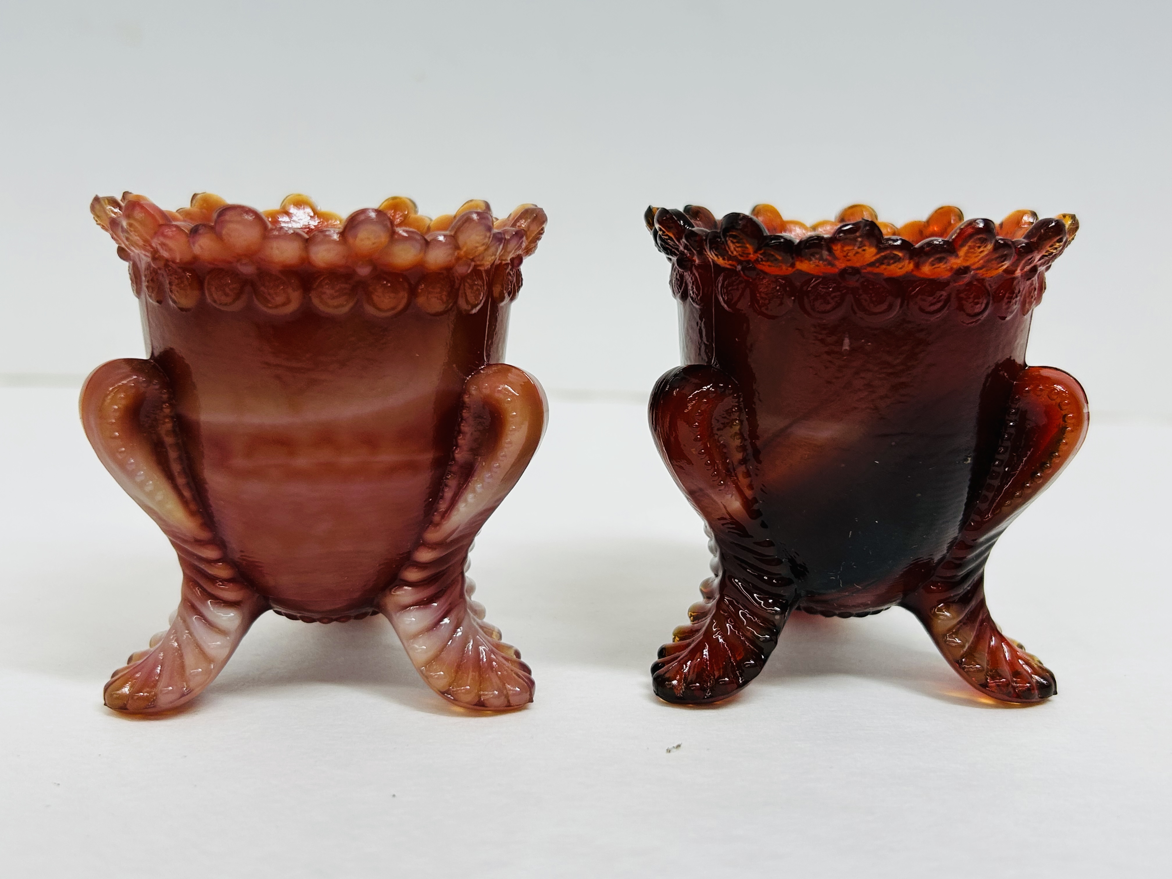 DEGENHART/BOYD RED GLASS SLAG TOOTHPICK HOLDERS