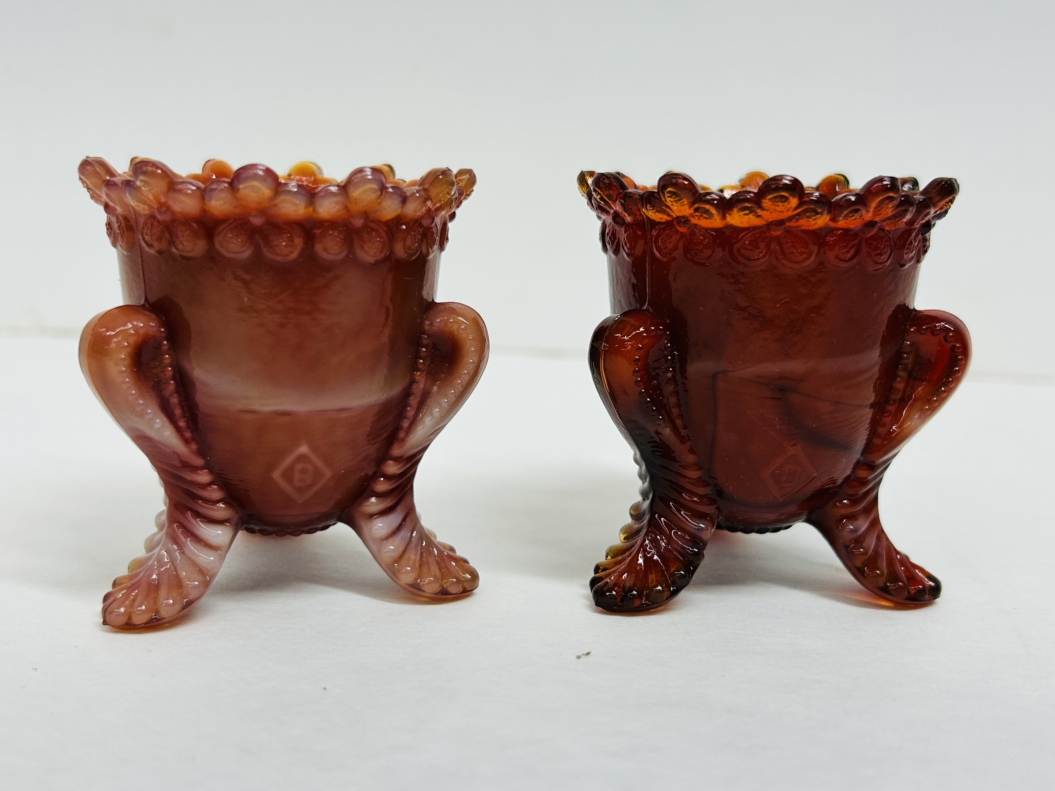 DEGENHART/BOYD RED GLASS SLAG TOOTHPICK HOLDERS