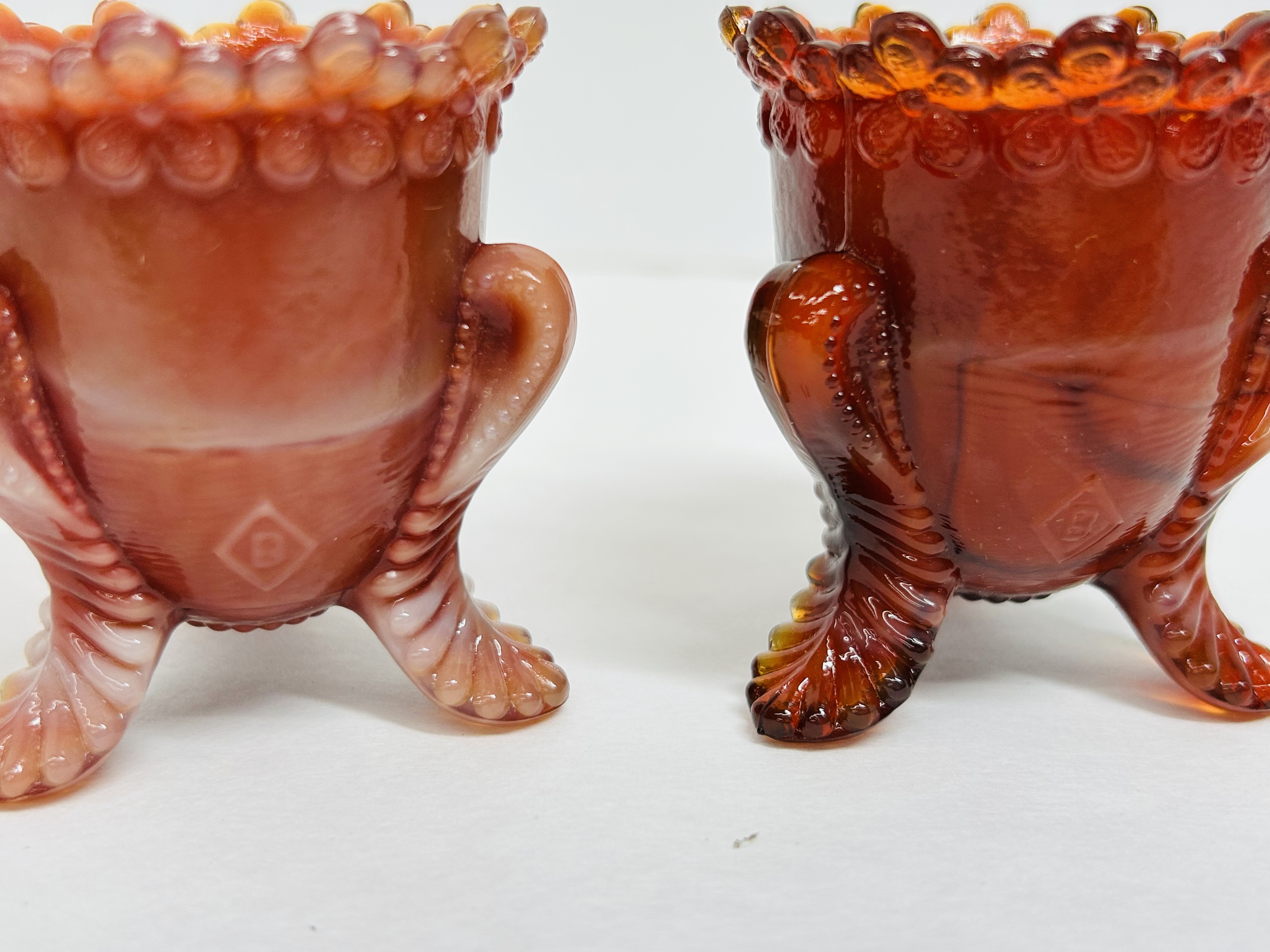 DEGENHART/BOYD RED GLASS SLAG TOOTHPICK HOLDERS