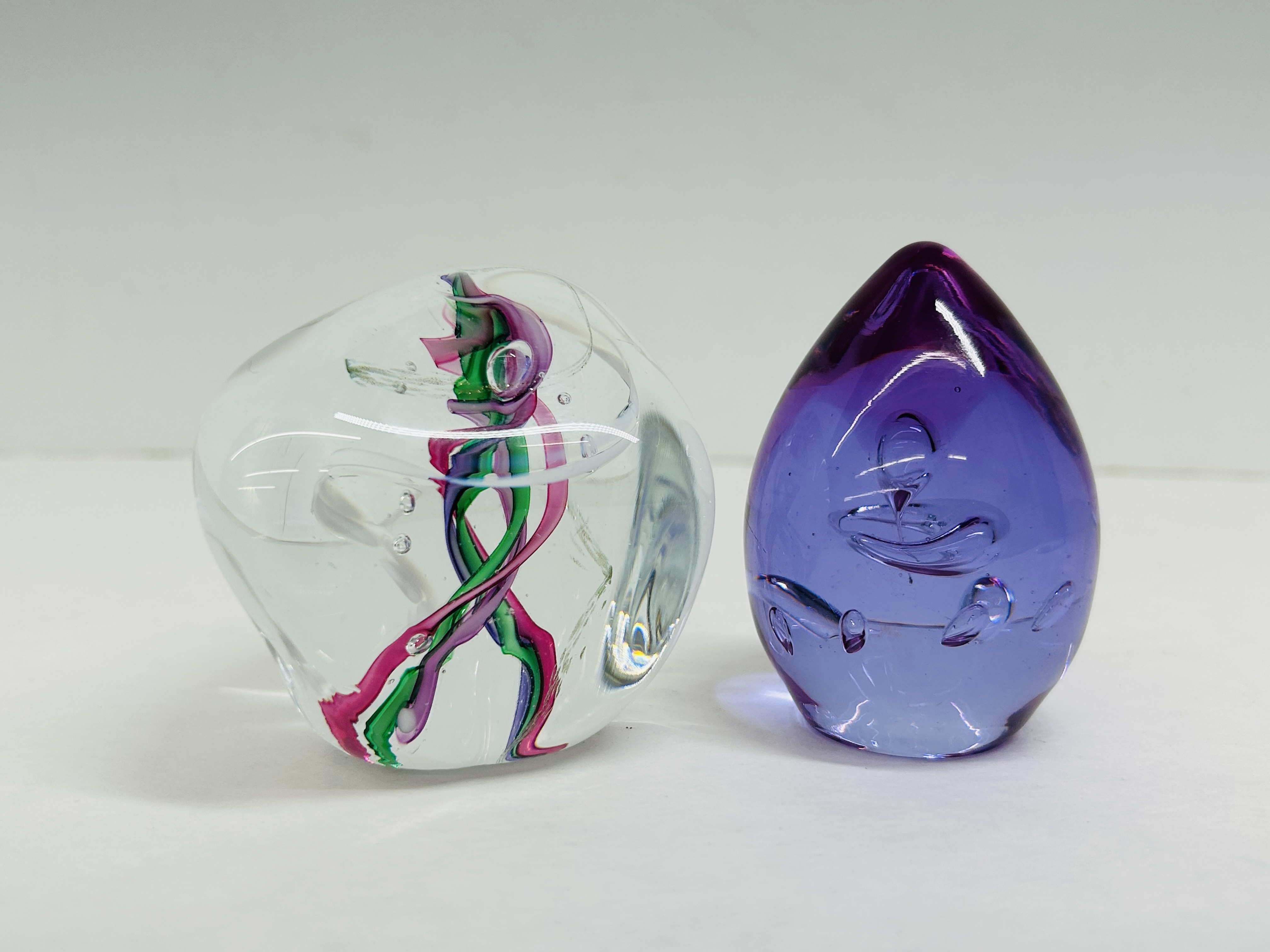 TWO ART GLASS PAPERWEIGHTS