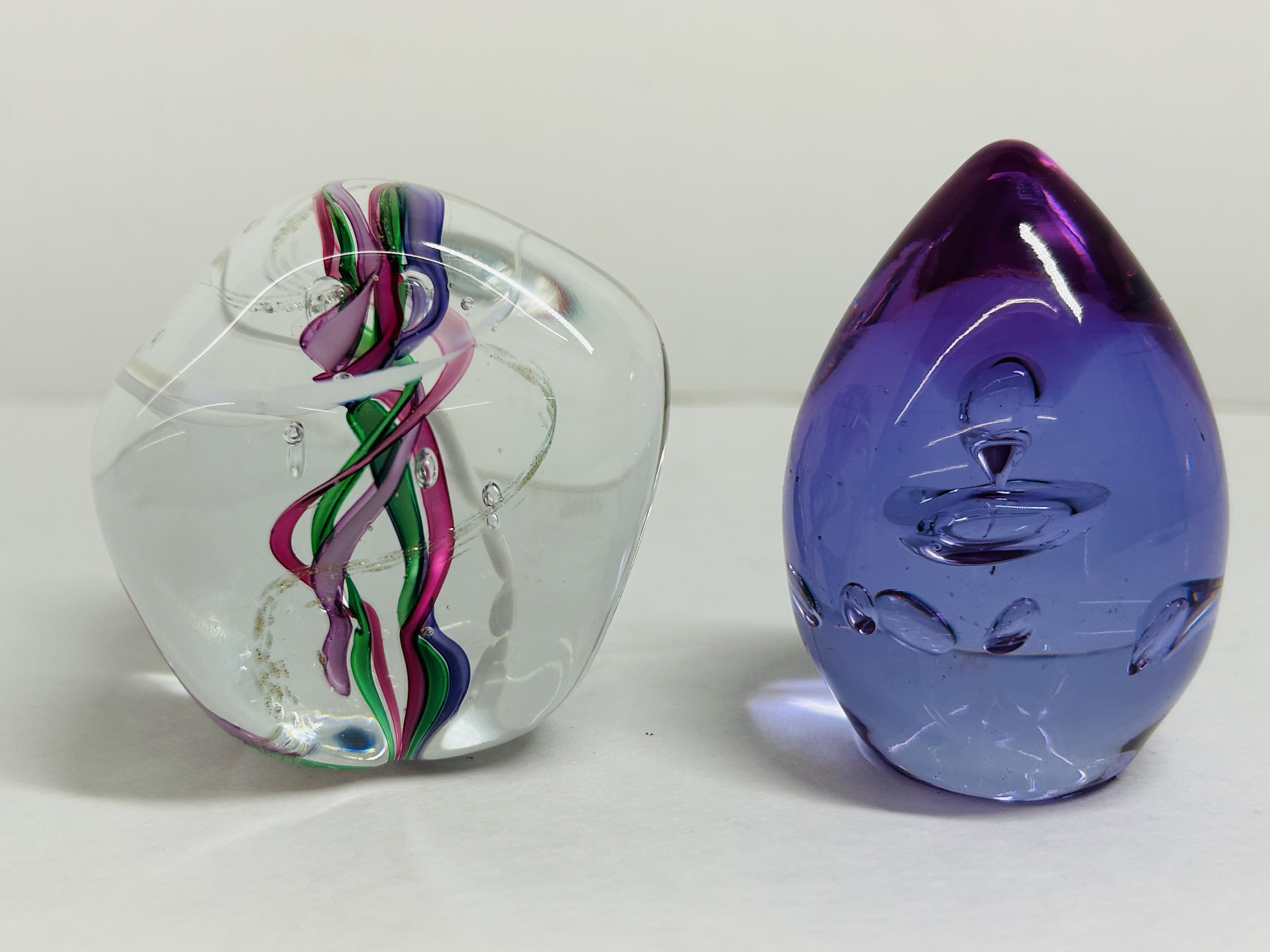 TWO ART GLASS PAPERWEIGHTS