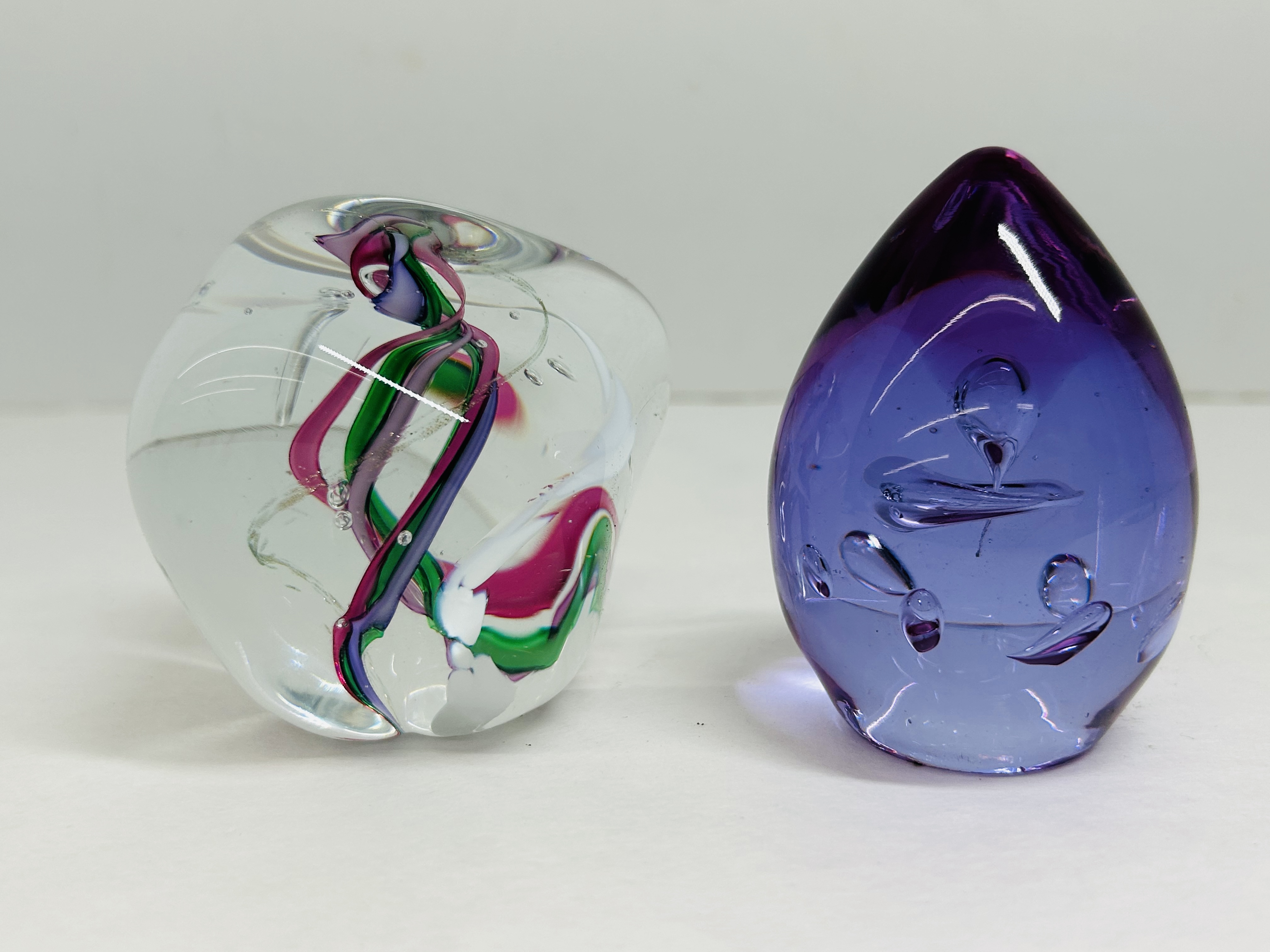 TWO ART GLASS PAPERWEIGHTS