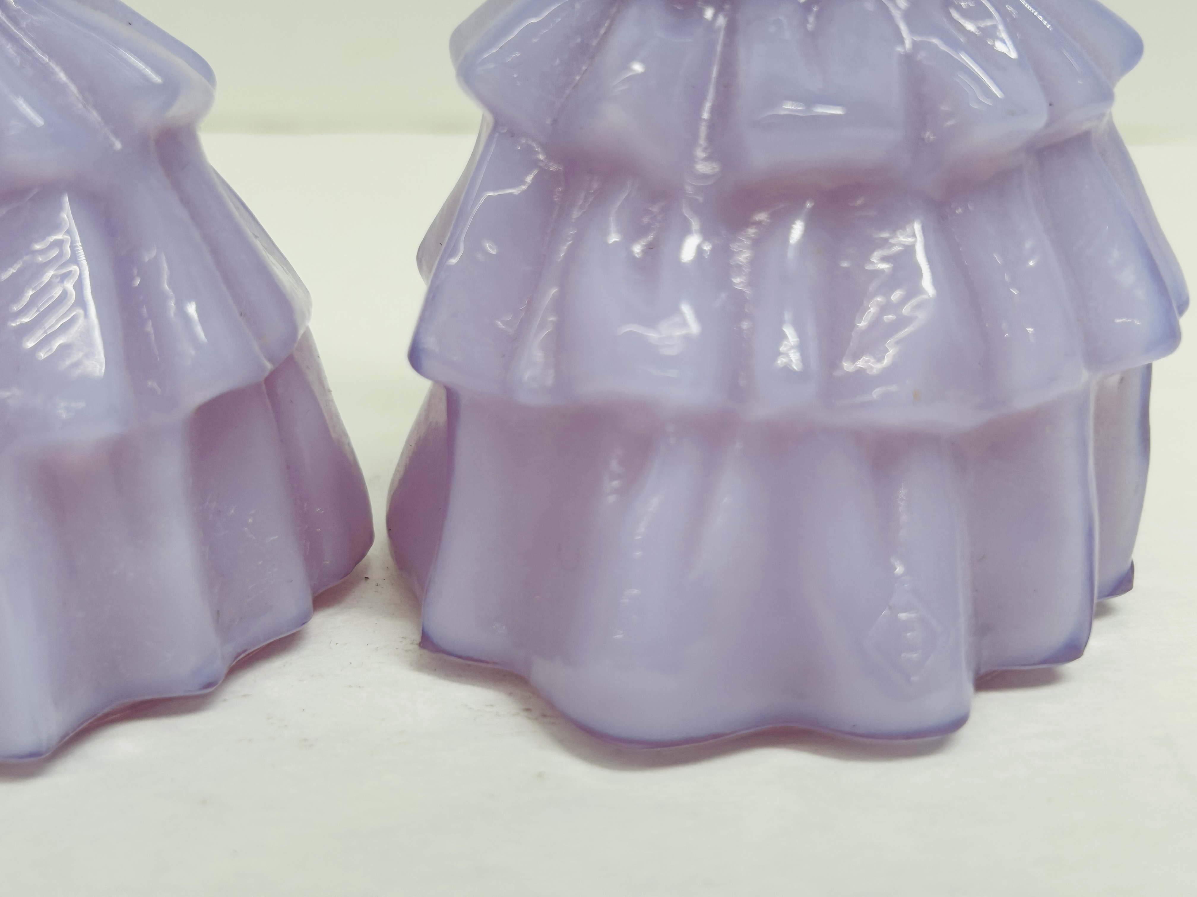 BOYD PURPLE SLAG GLASS LOUISE FIGURINES, 1983-1988