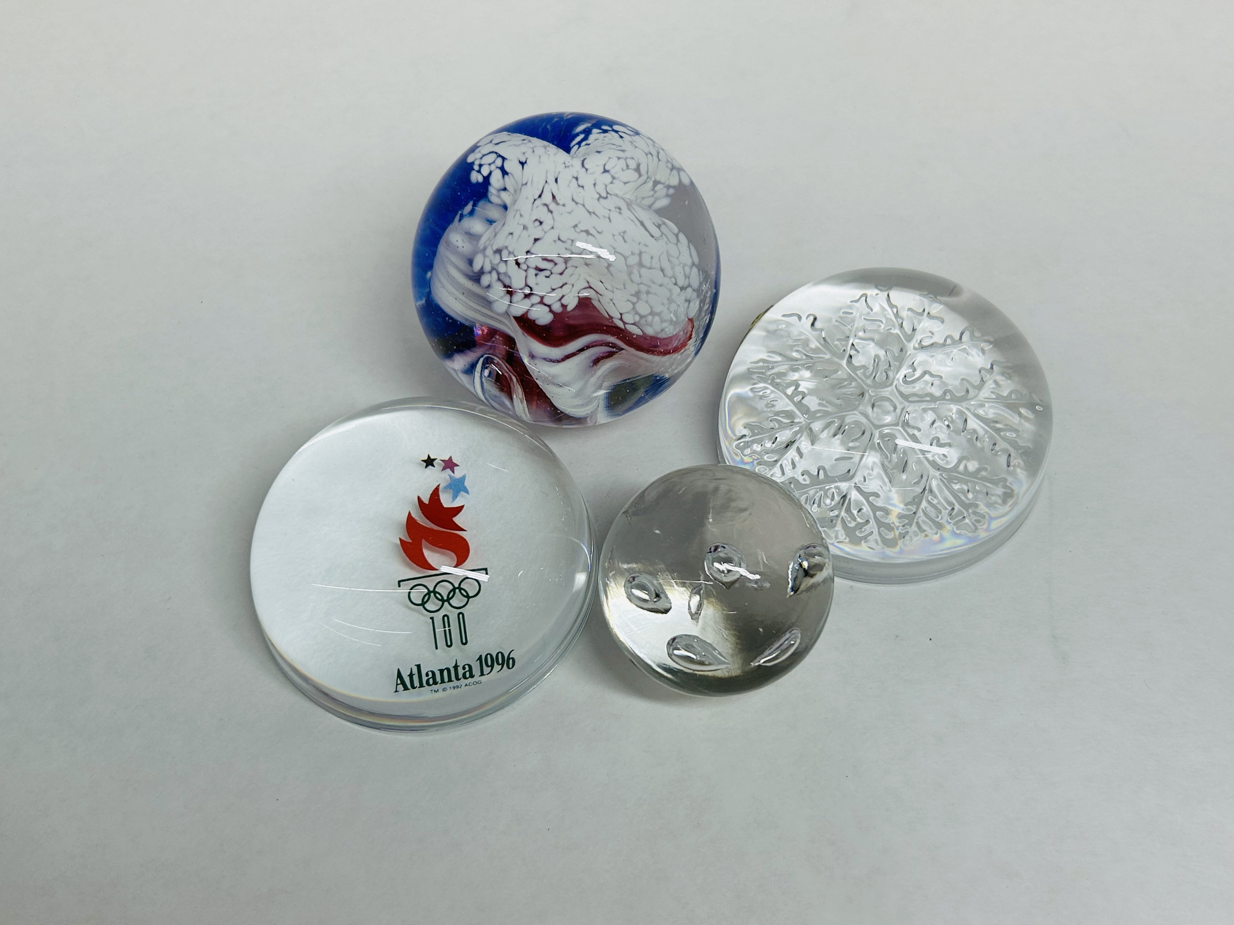 AVON AND ASSORTED GLASS PAPERWEIGHTS, 1996