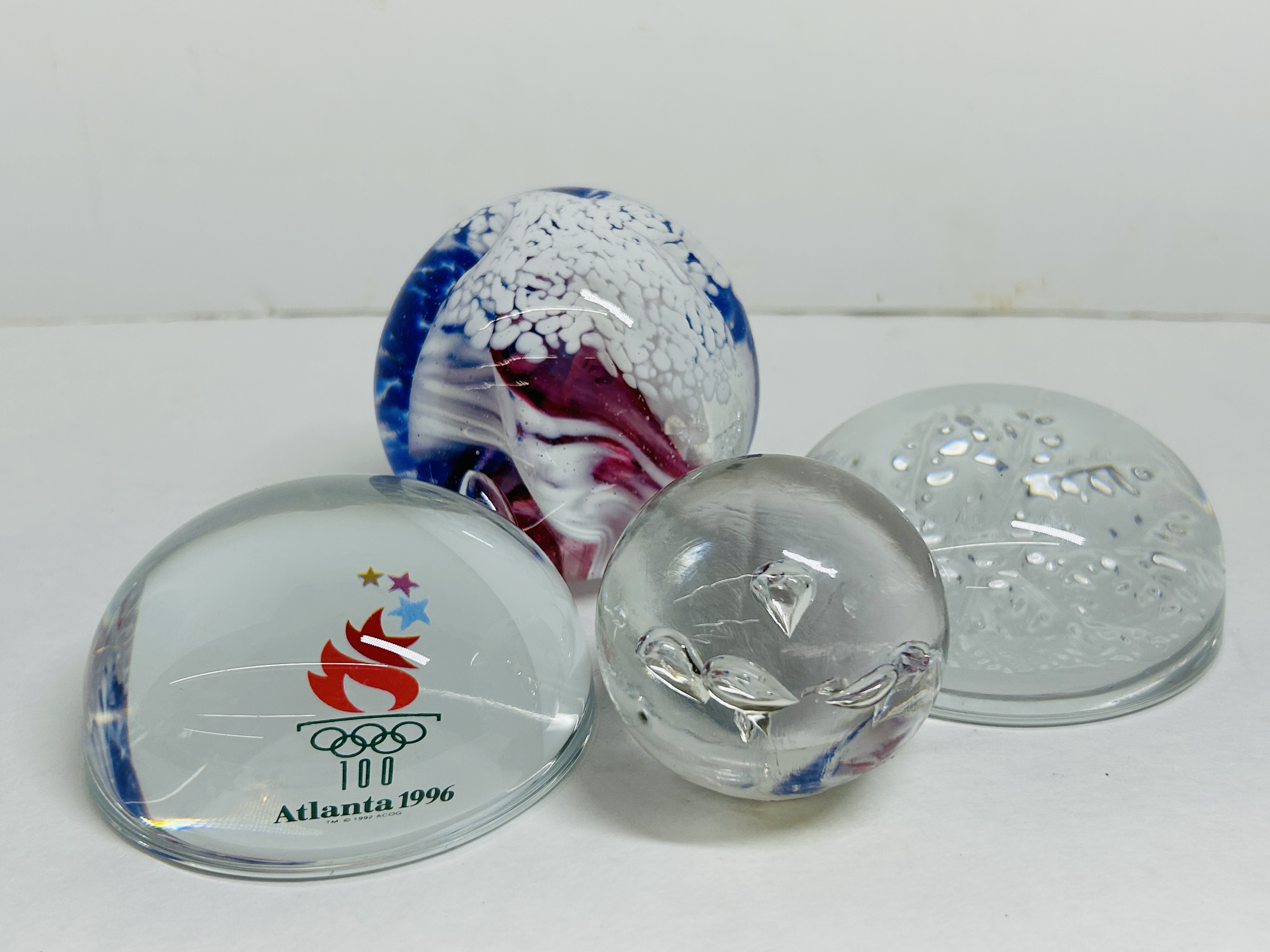 AVON AND ASSORTED GLASS PAPERWEIGHTS, 1996