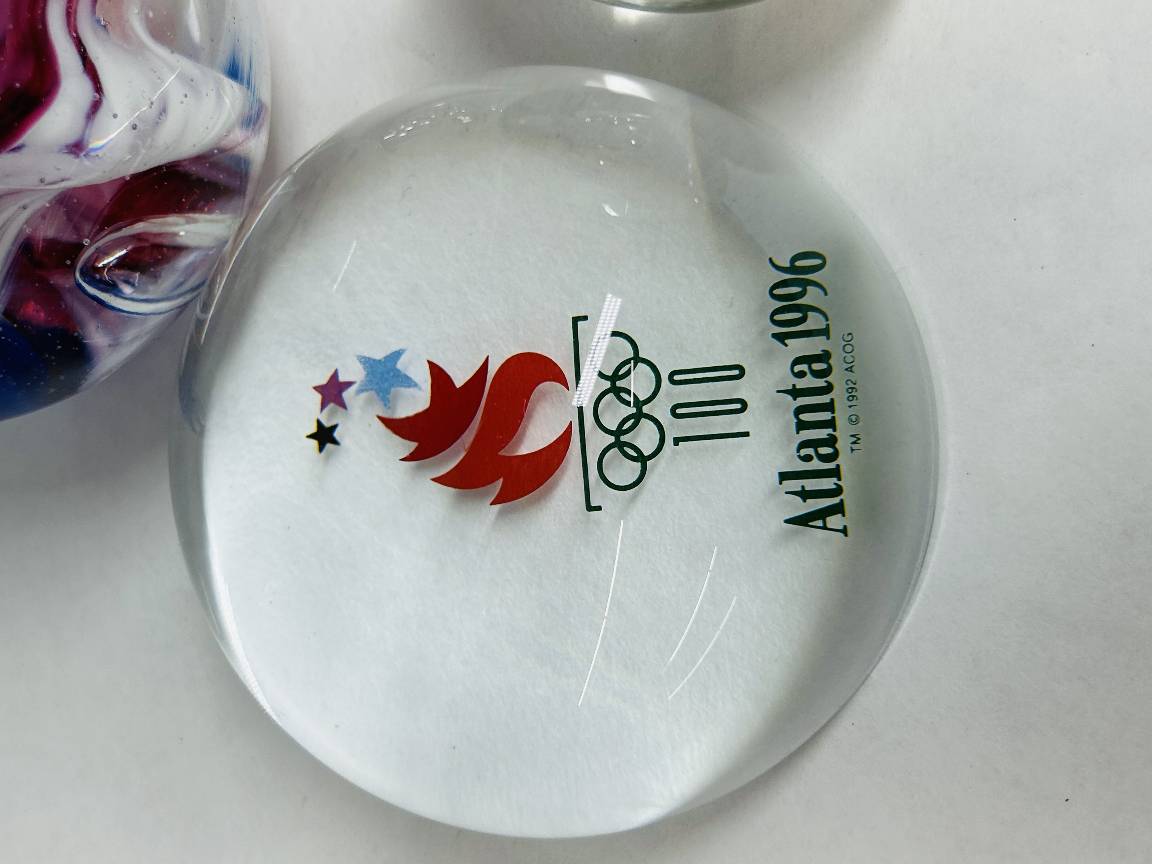 AVON AND ASSORTED GLASS PAPERWEIGHTS, 1996