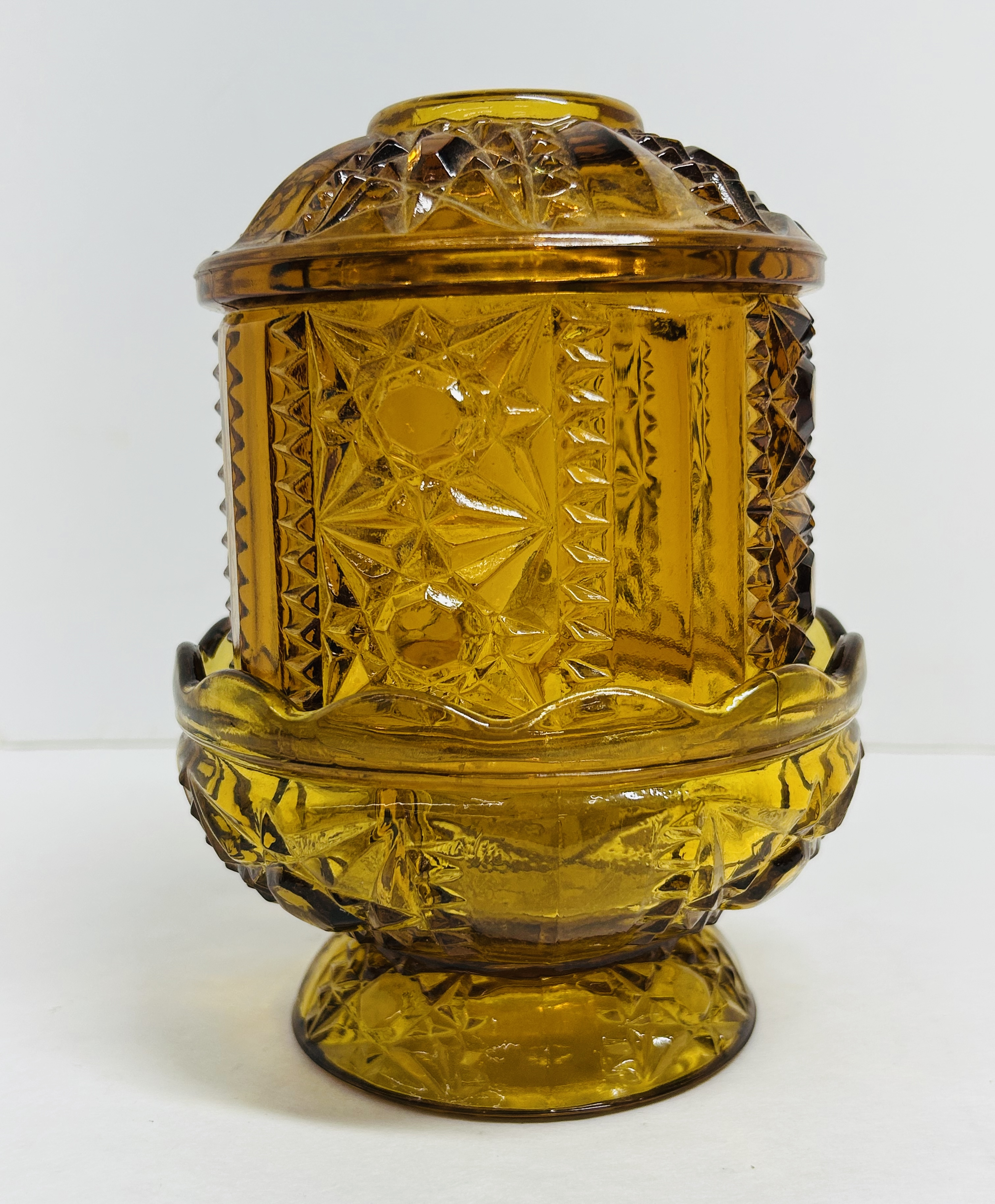INDIANA GLASS AMBER FAIRY LAMP