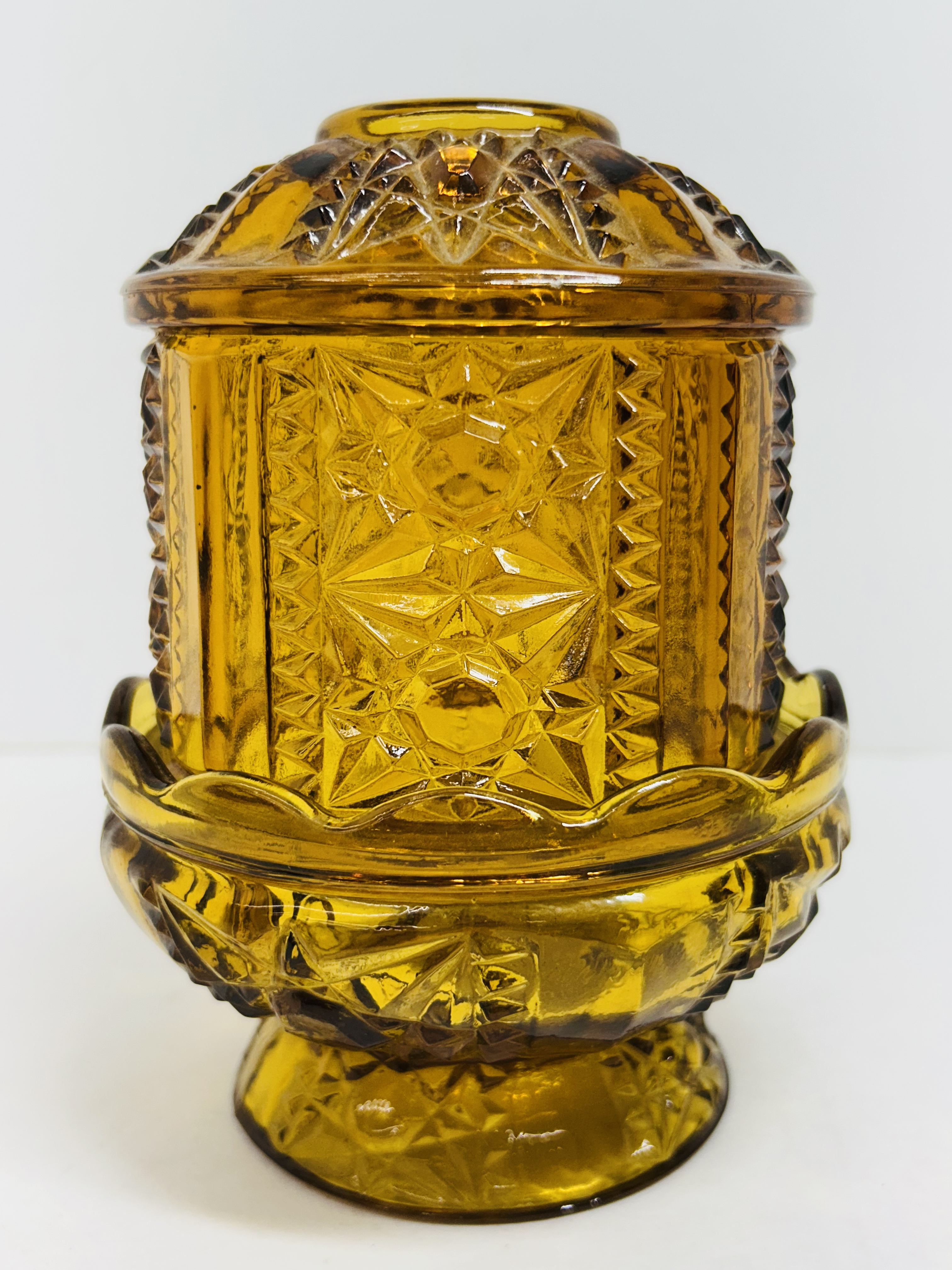 INDIANA GLASS AMBER FAIRY LAMP