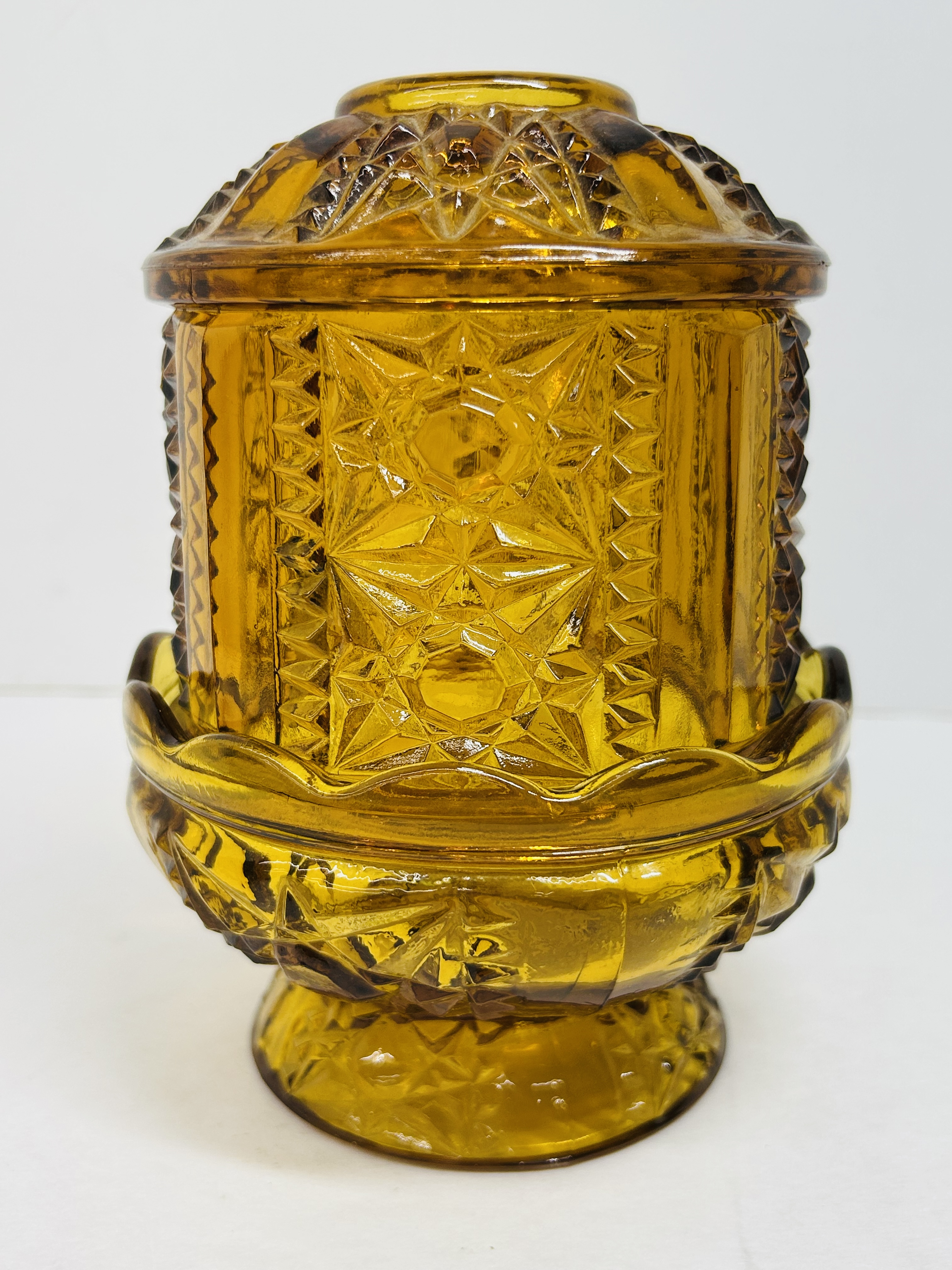 INDIANA GLASS AMBER FAIRY LAMP