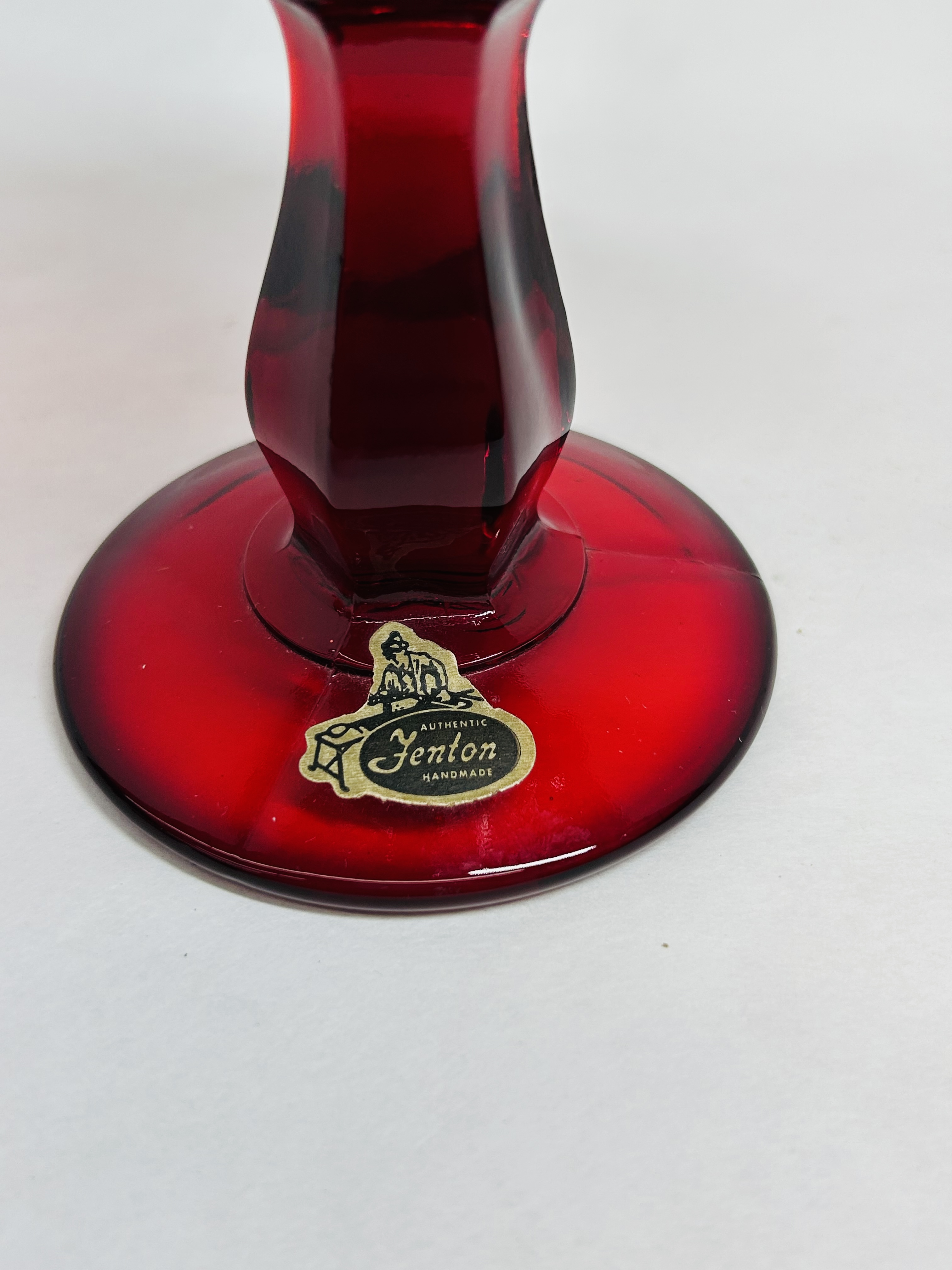 FENTON RUBY AMBERINA GLASS COMPOTE, CIRCA 1970
