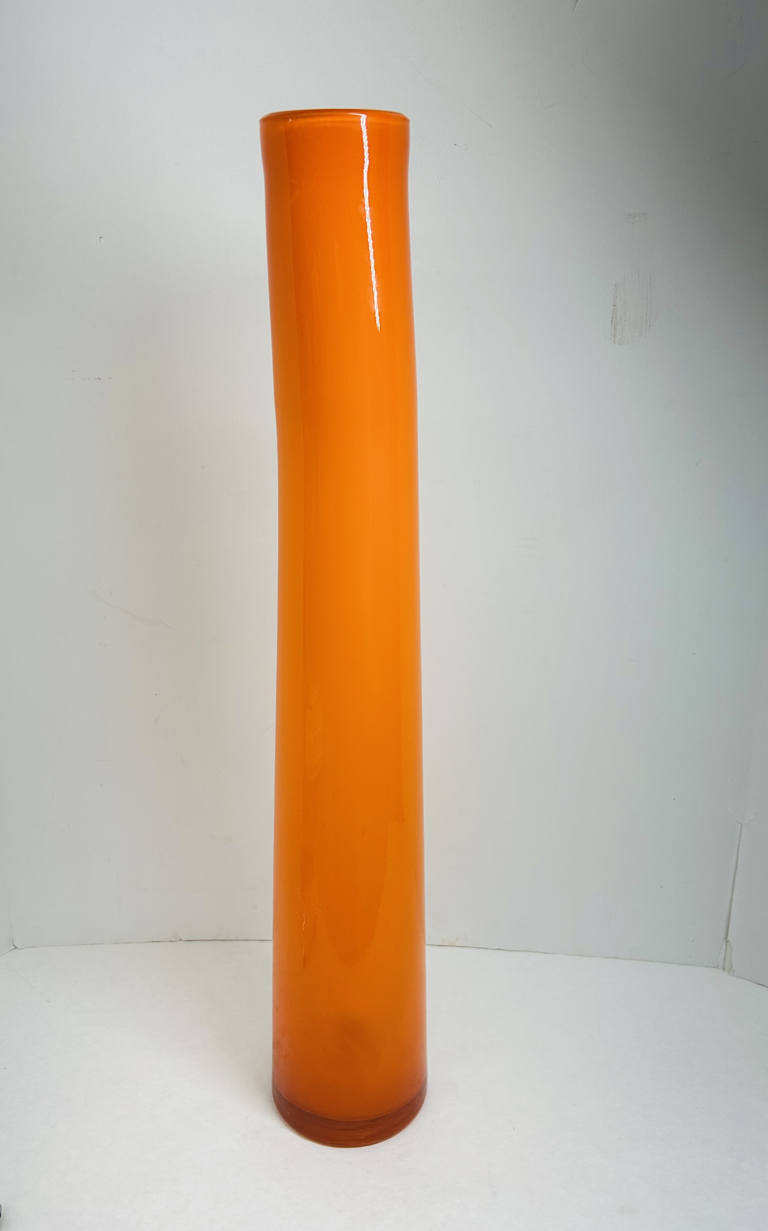 ORANGE CASED ART GLASS VASE, CIRCA 1970