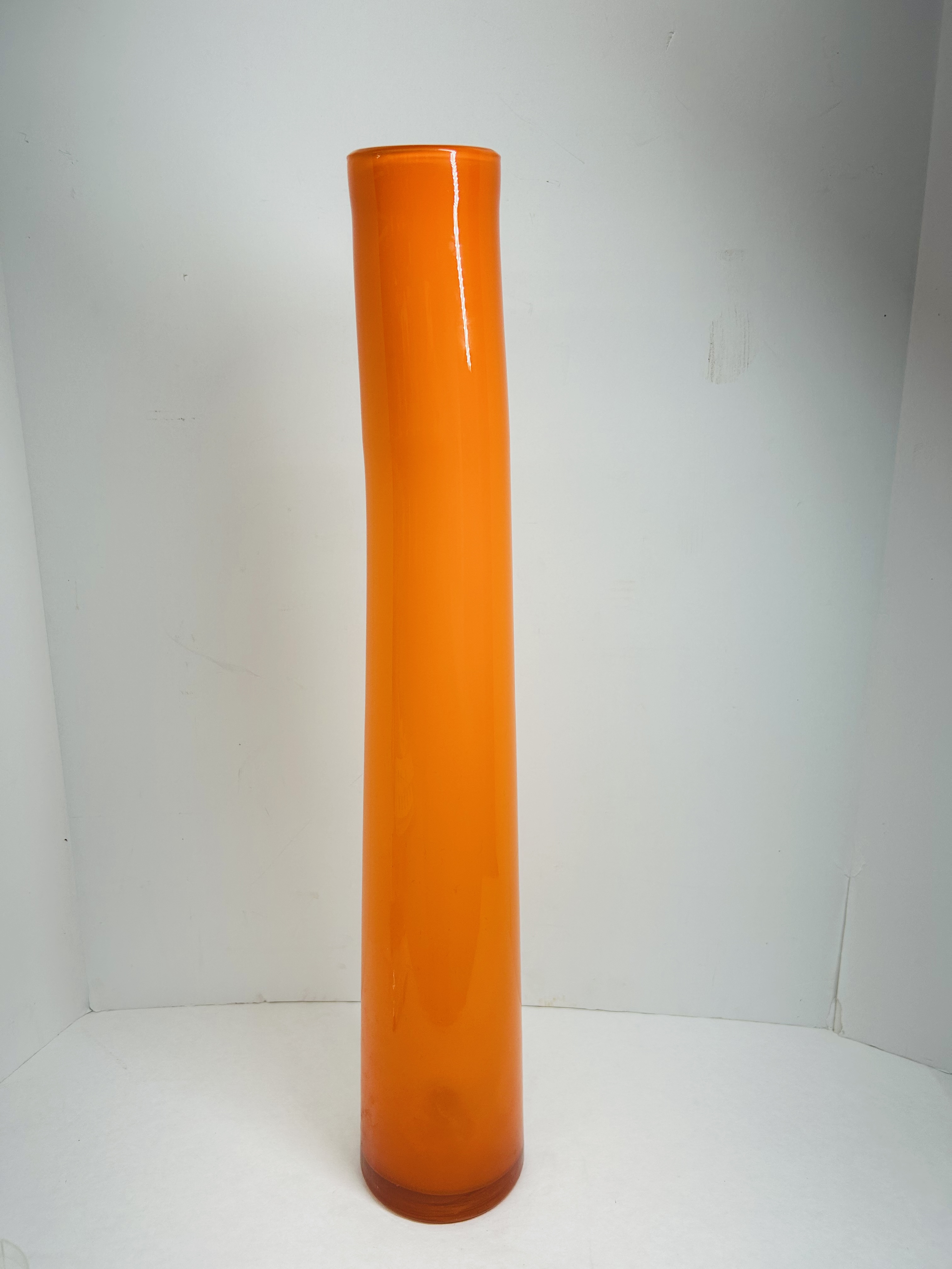 ORANGE CASED ART GLASS VASE, CIRCA 1970