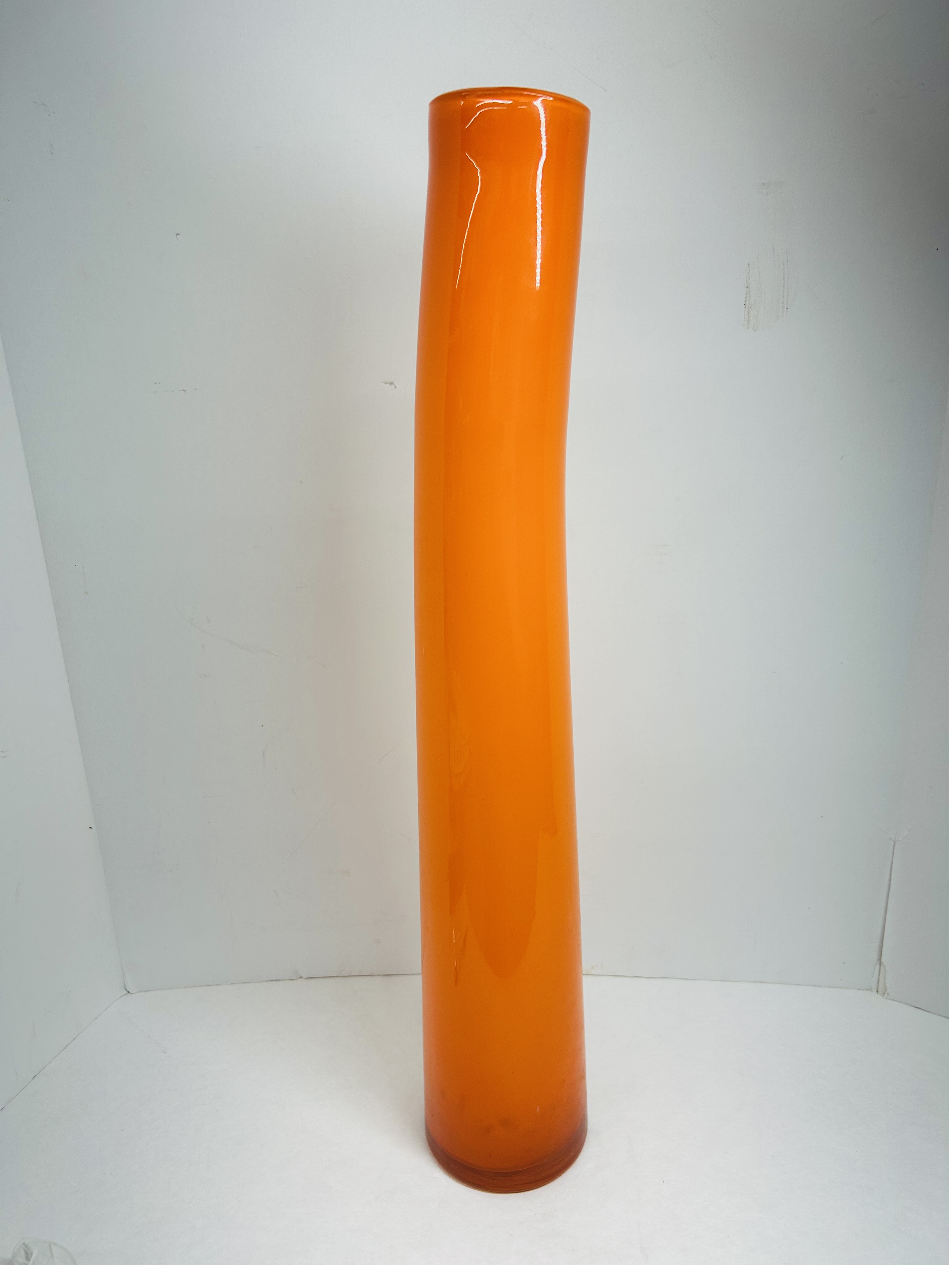 ORANGE CASED ART GLASS VASE, CIRCA 1970