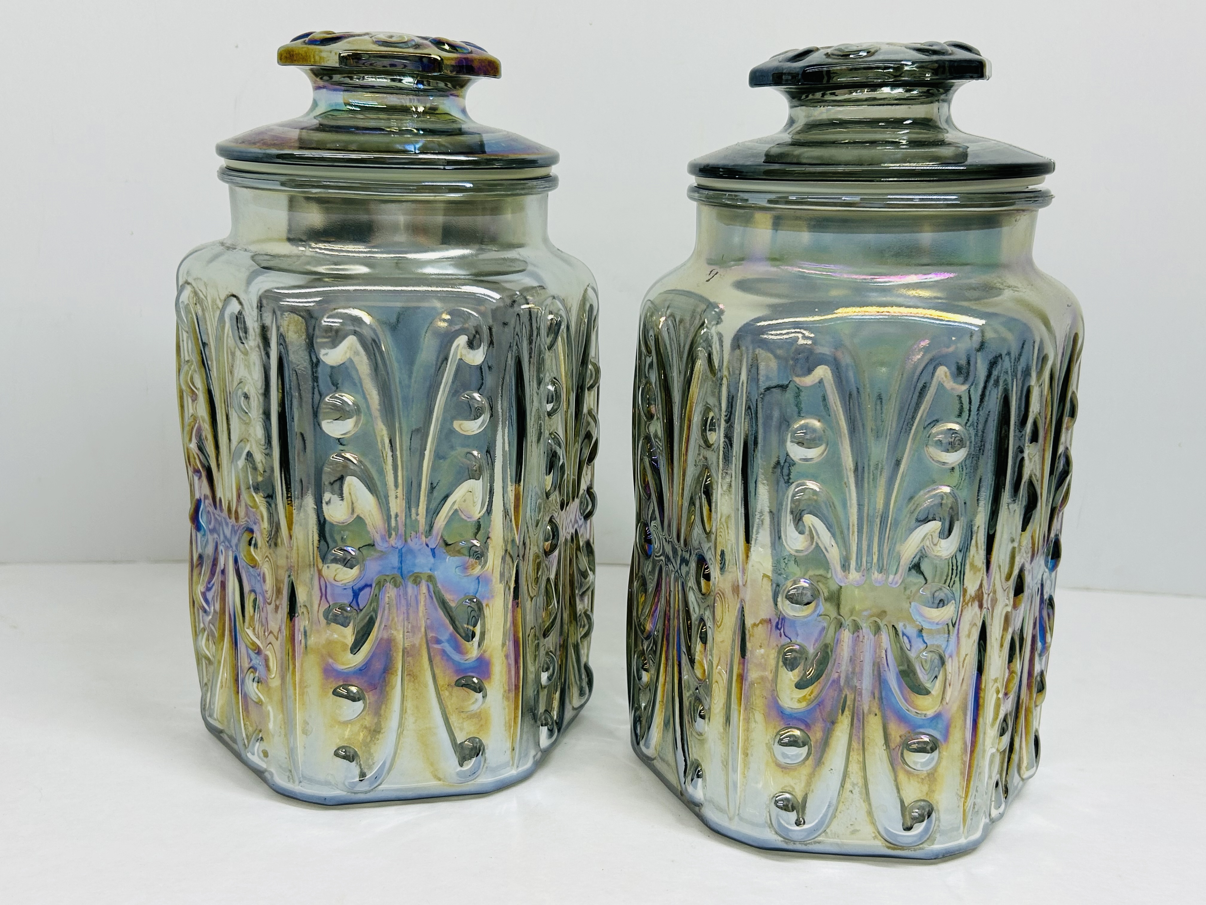 L.E. SMITH ATTERBURY SCROLL CANISTERS, 1970S