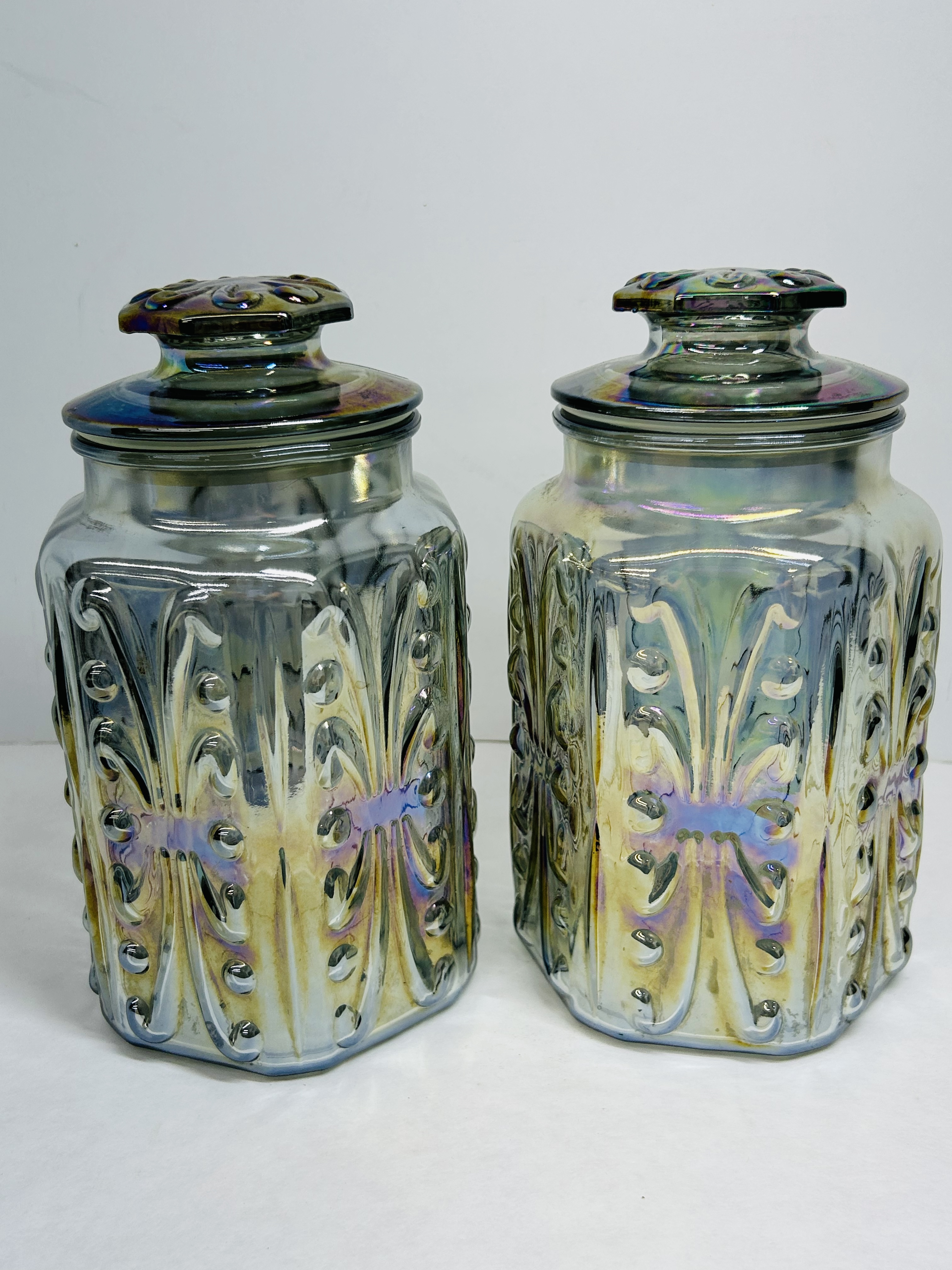 L.E. SMITH ATTERBURY SCROLL CANISTERS, 1970S