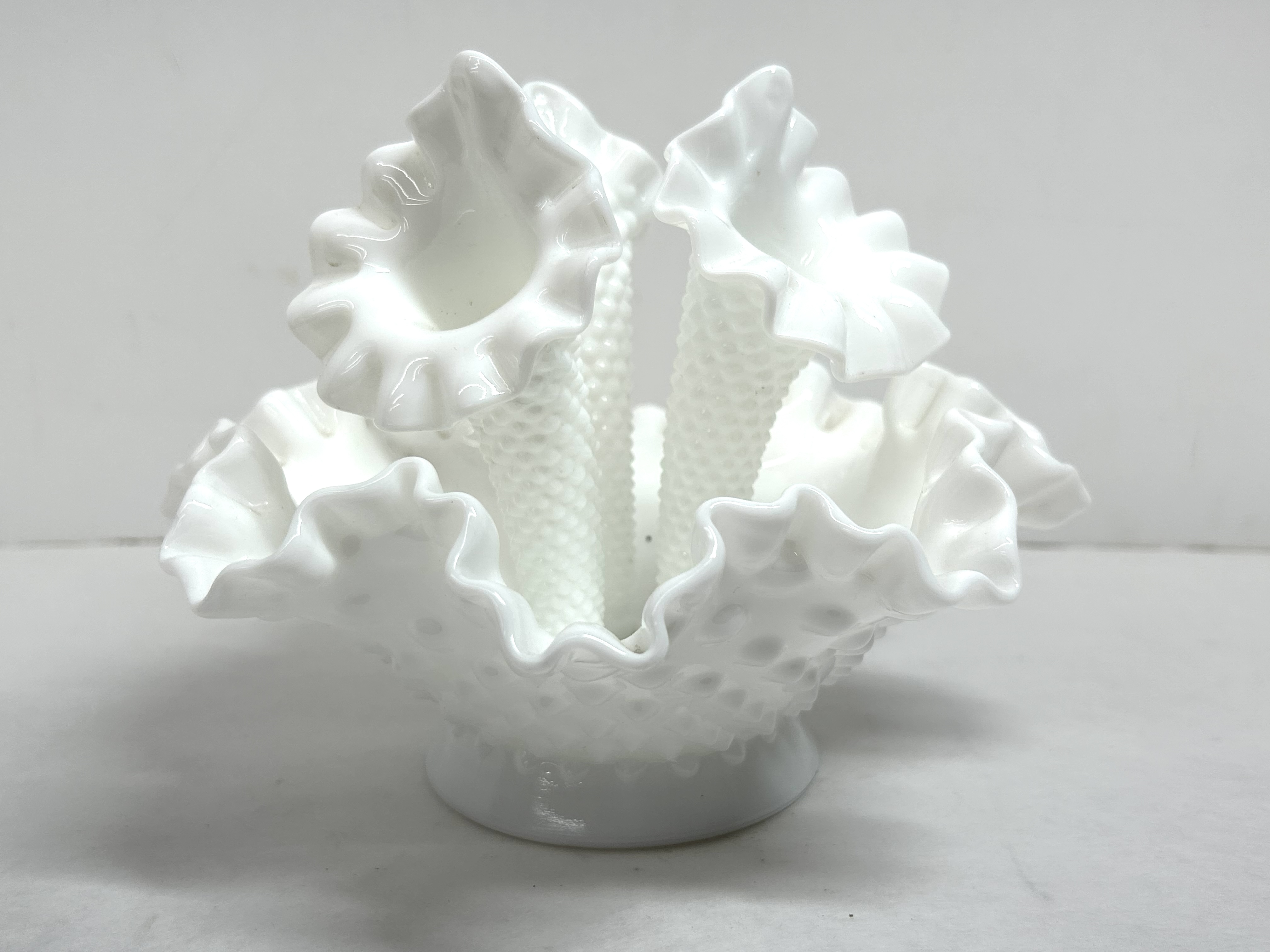 FENTON HOBNAIL MILK GLASS EPERGNE
