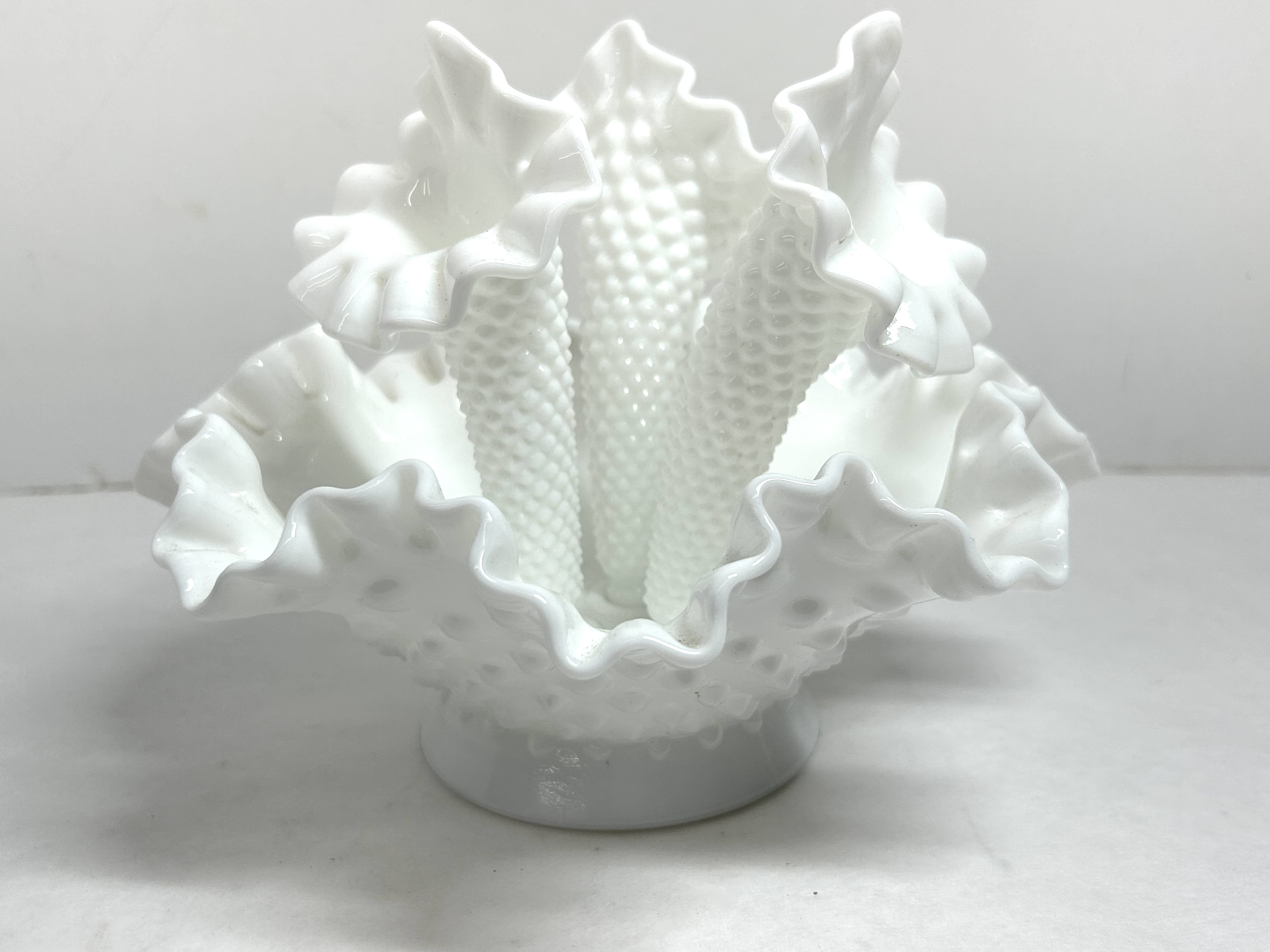 FENTON HOBNAIL MILK GLASS EPERGNE
