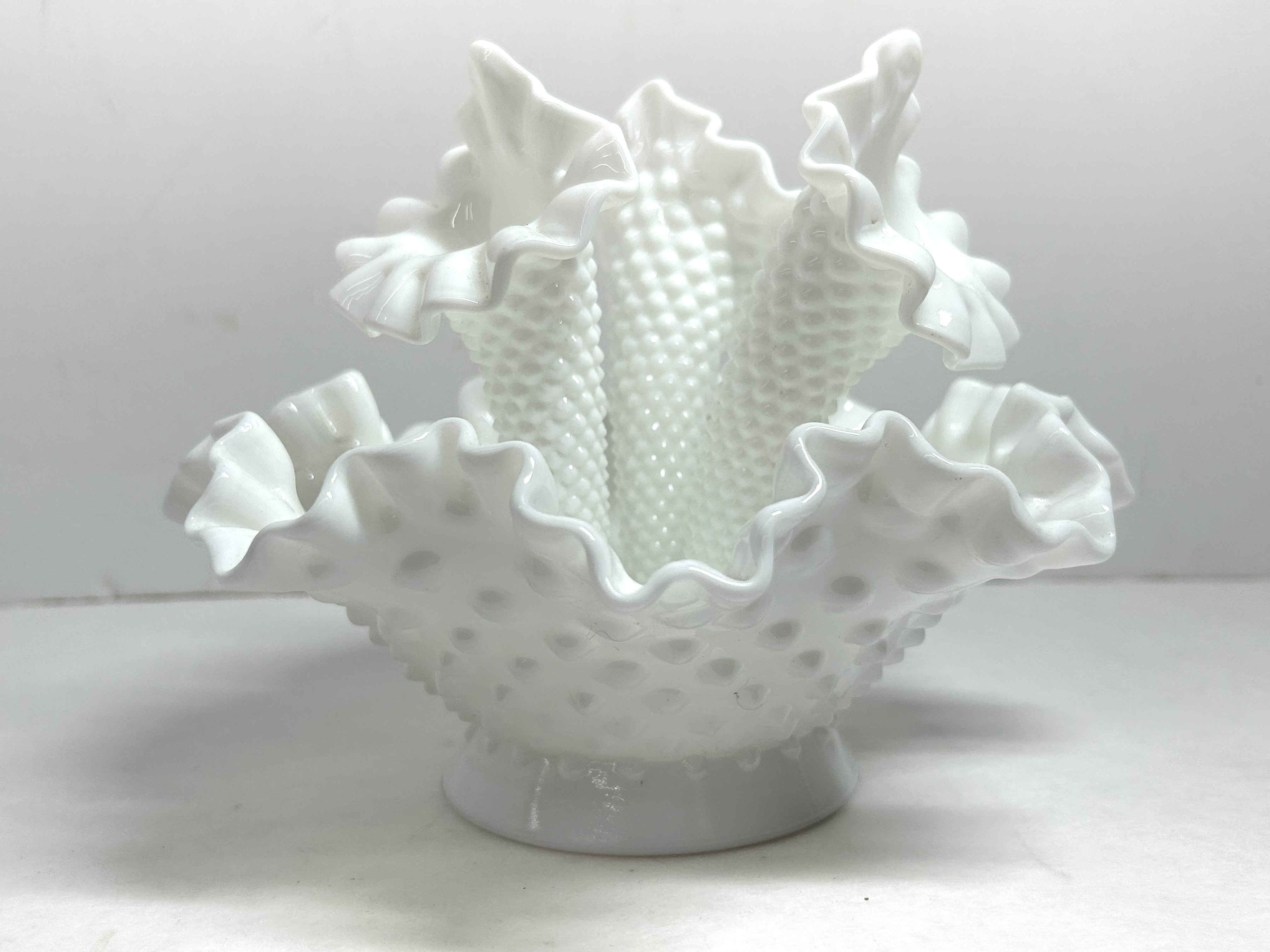 FENTON HOBNAIL MILK GLASS EPERGNE