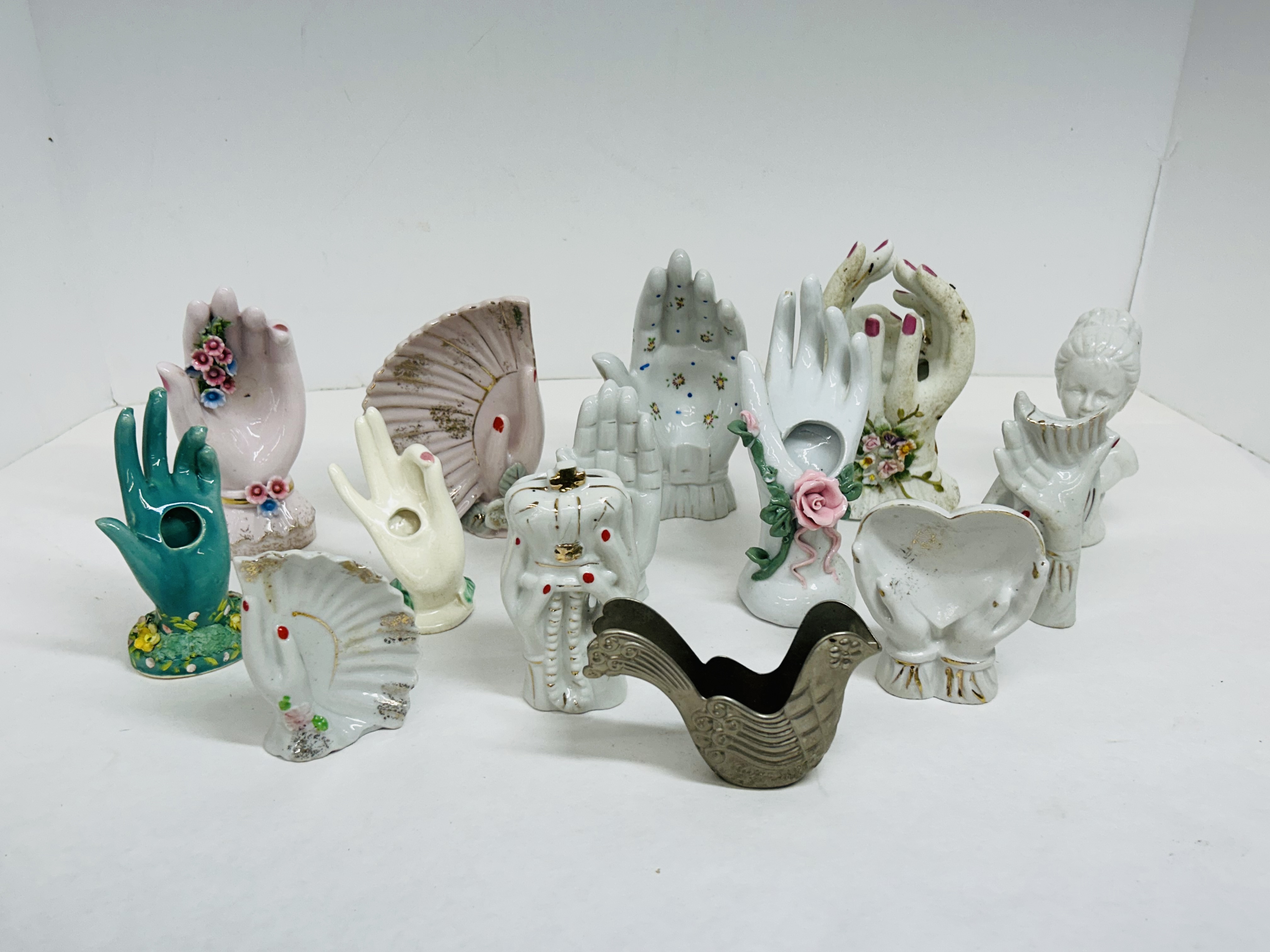 LEFTON PORCELAIN HAND VASES, MID-20TH CENTURY