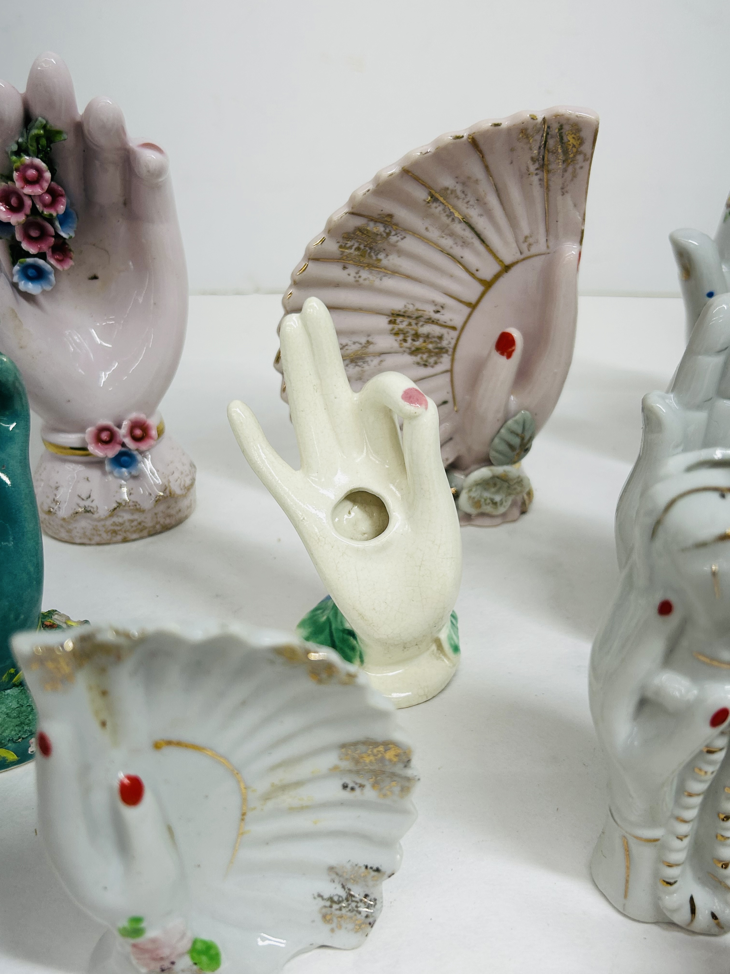 LEFTON PORCELAIN HAND VASES, MID-20TH CENTURY