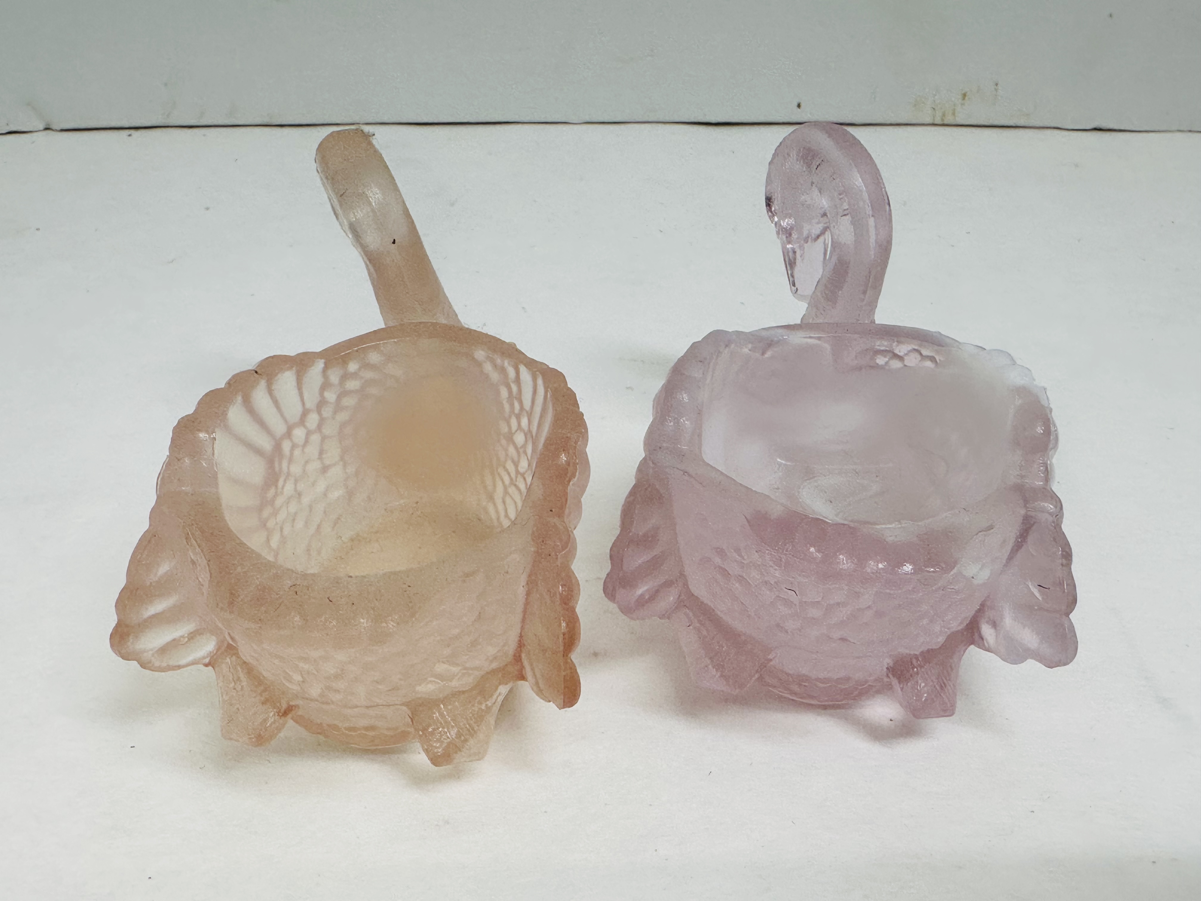 BOYD GLASS SWAN SALT CELLARS, MID-20TH CENTURY