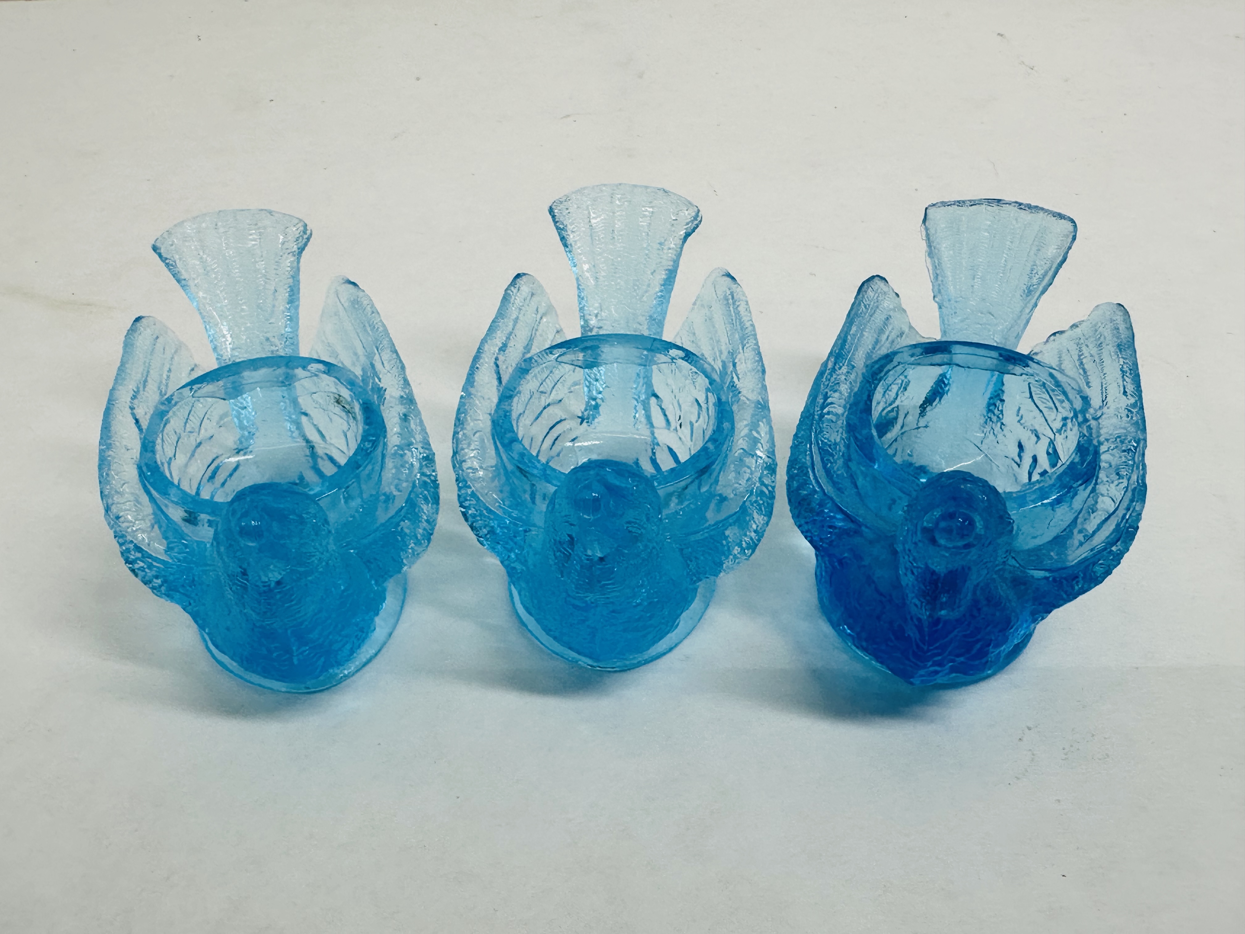 DEGENHART BLUE GLASS BIRD SALTS