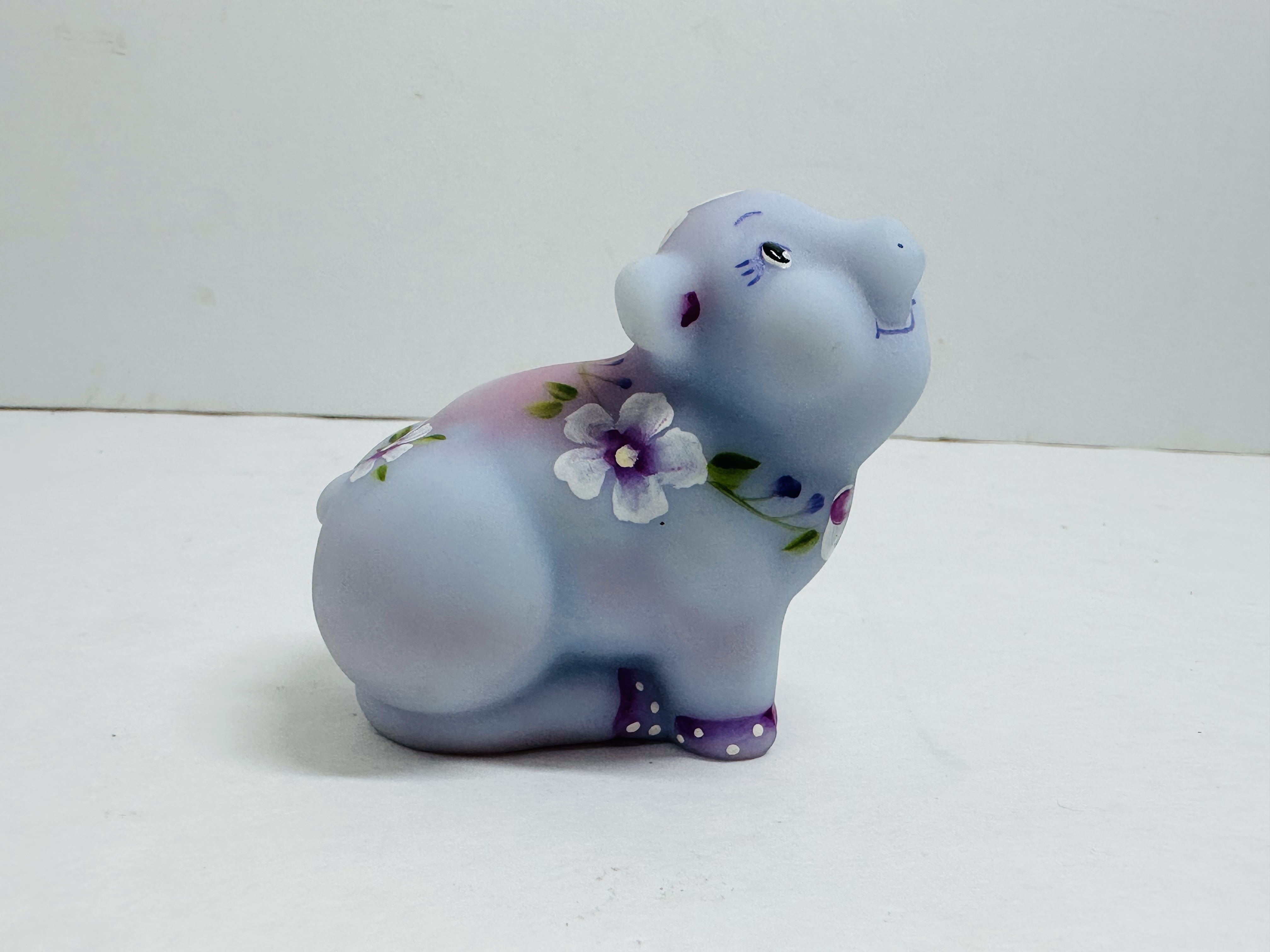 FENTON BLUE BURMESE GLASS PIG, 2005