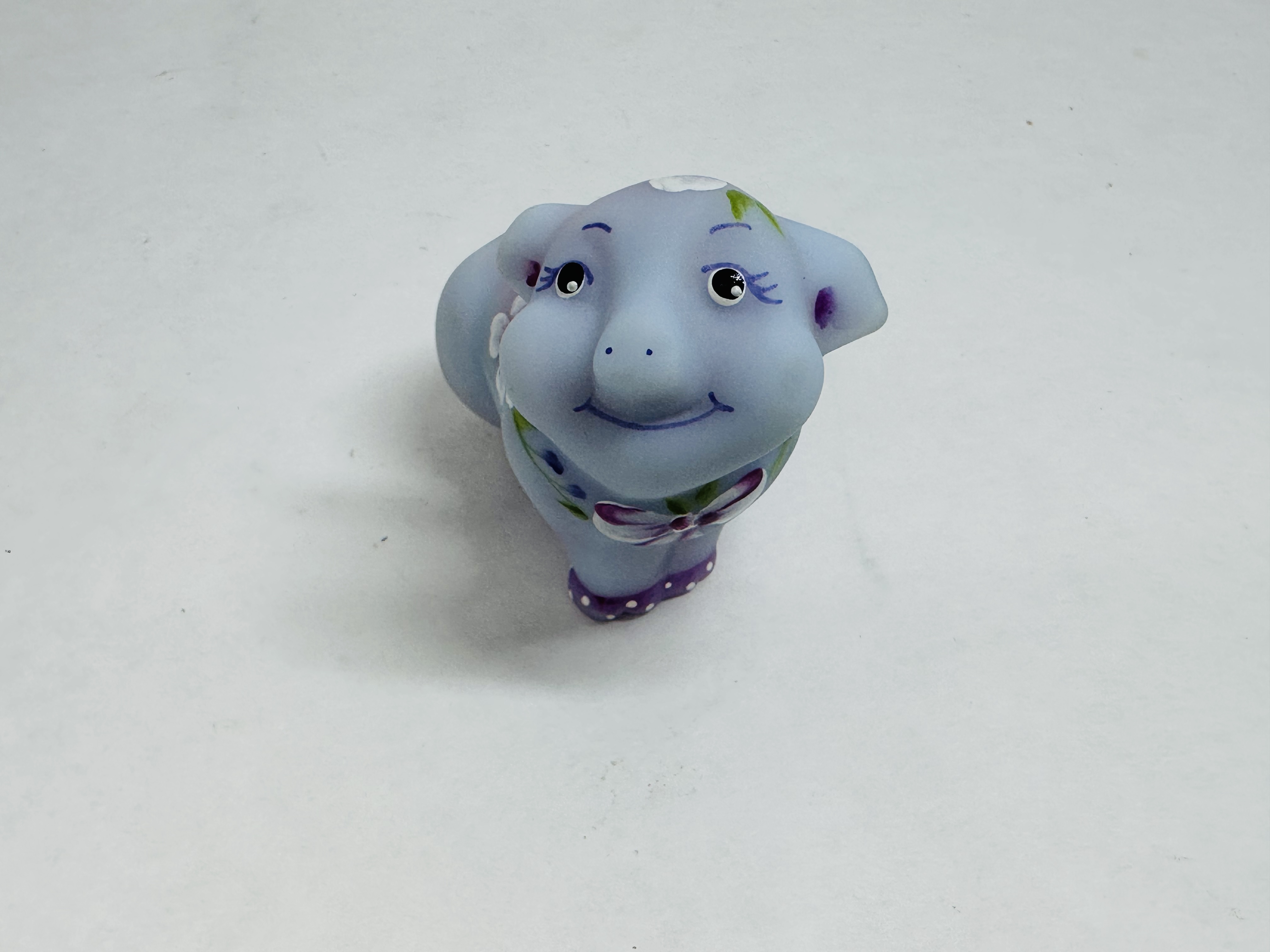 FENTON BLUE BURMESE GLASS PIG, 2005