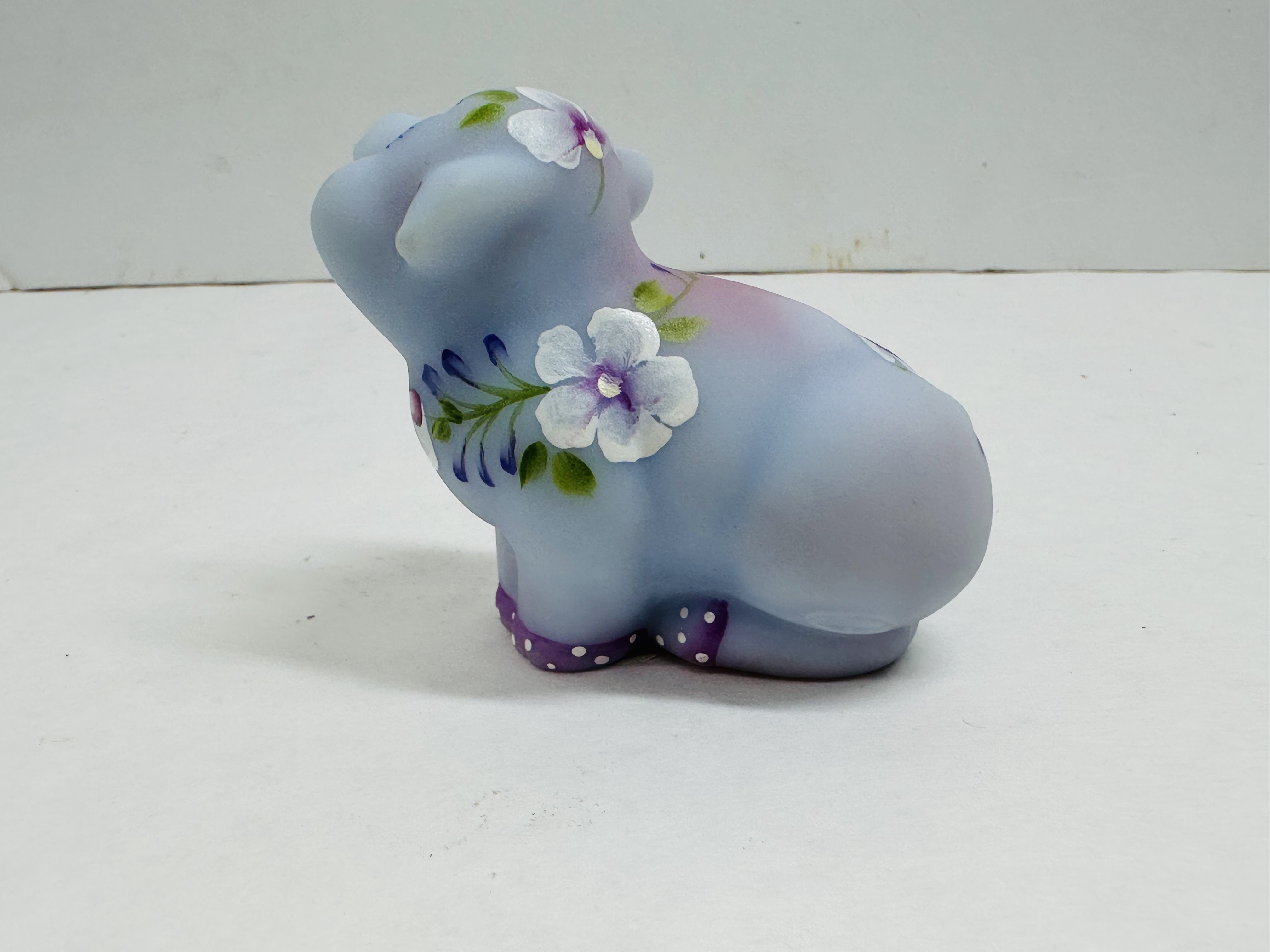 FENTON BLUE BURMESE GLASS PIG, 2005