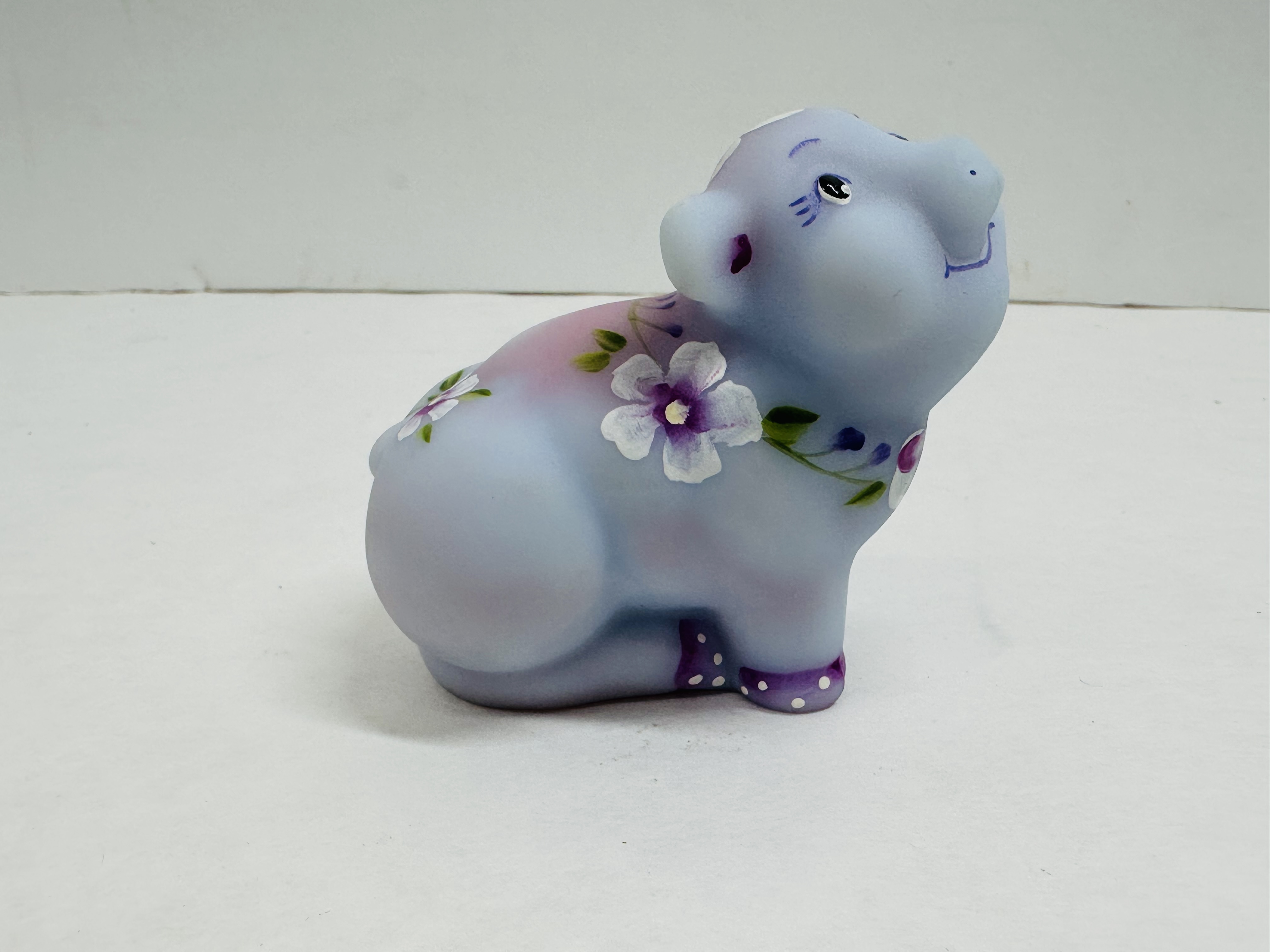 FENTON BLUE BURMESE GLASS PIG, 2005