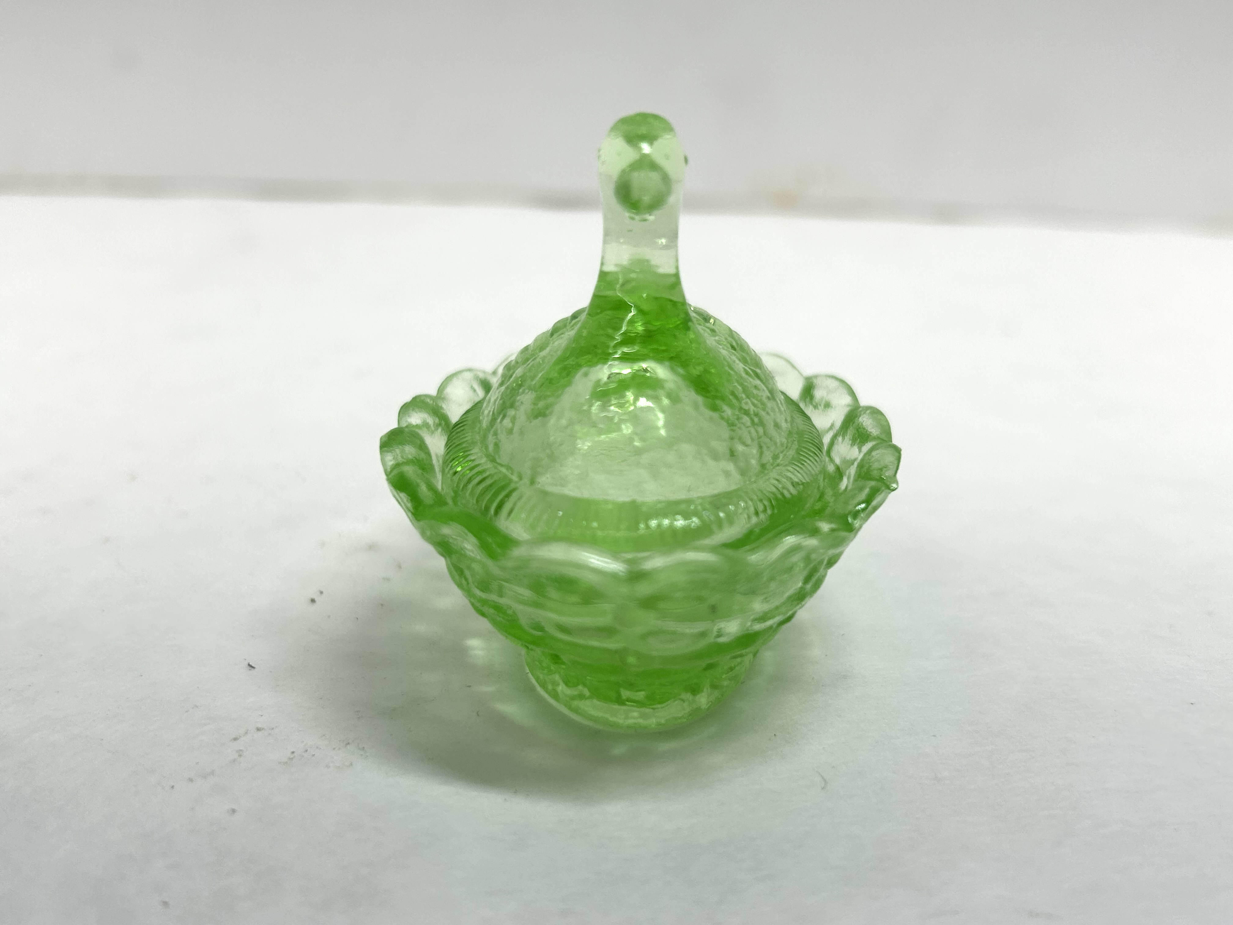 BOYD URANIUM GLASS DUCK ON NEST