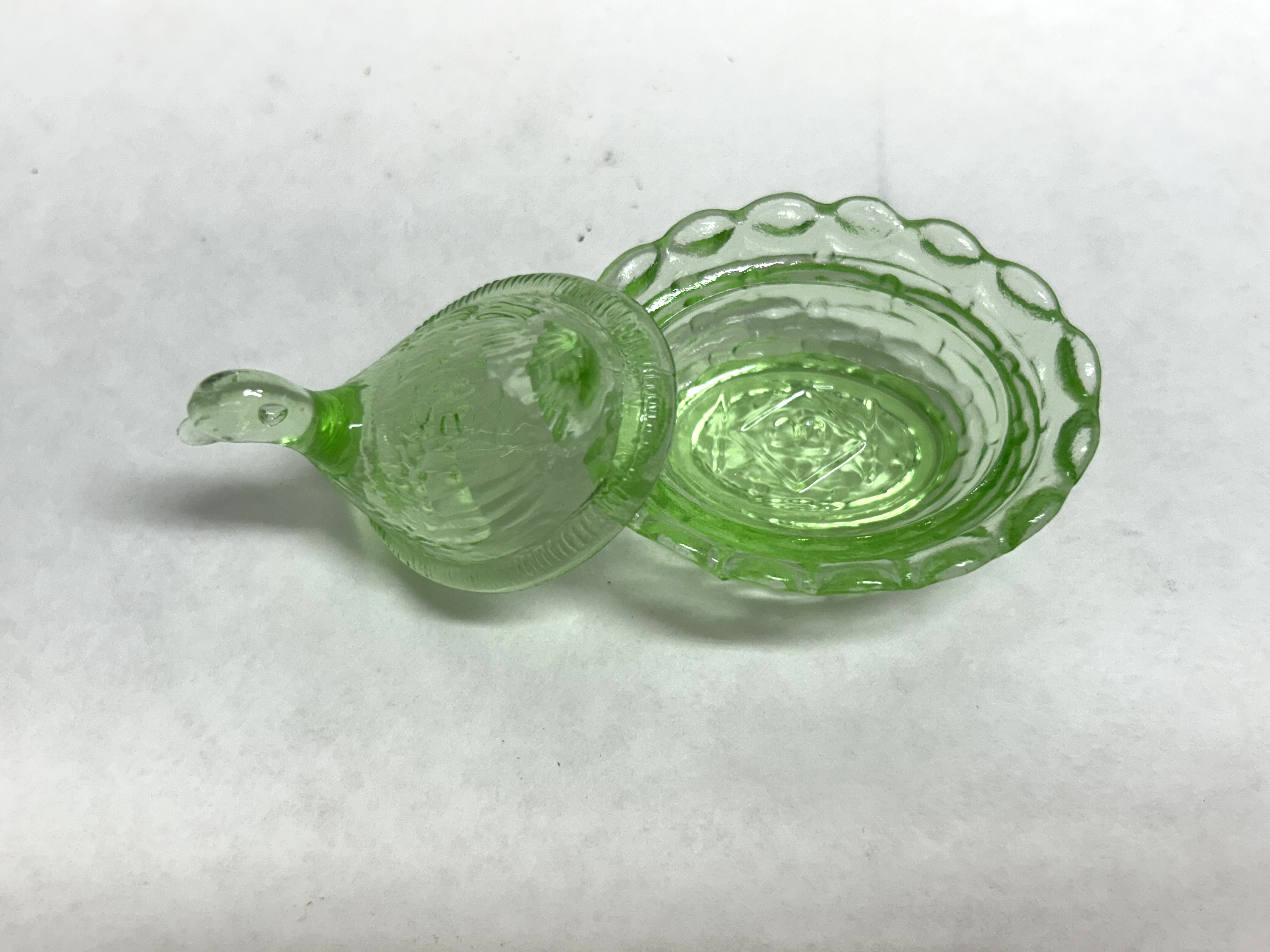 BOYD URANIUM GLASS DUCK ON NEST