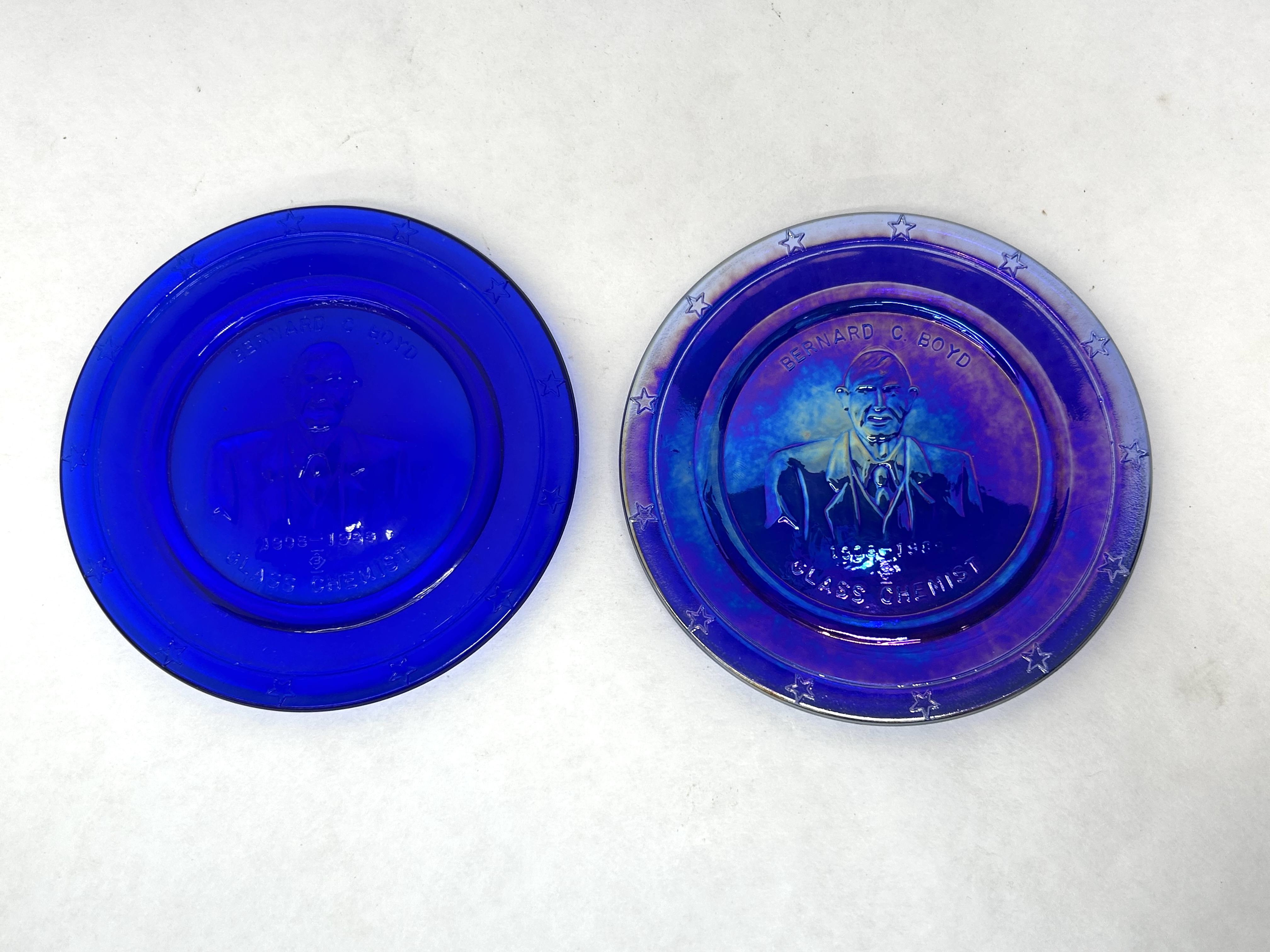 BOYD ART GLASS COBALT PLATES 1988