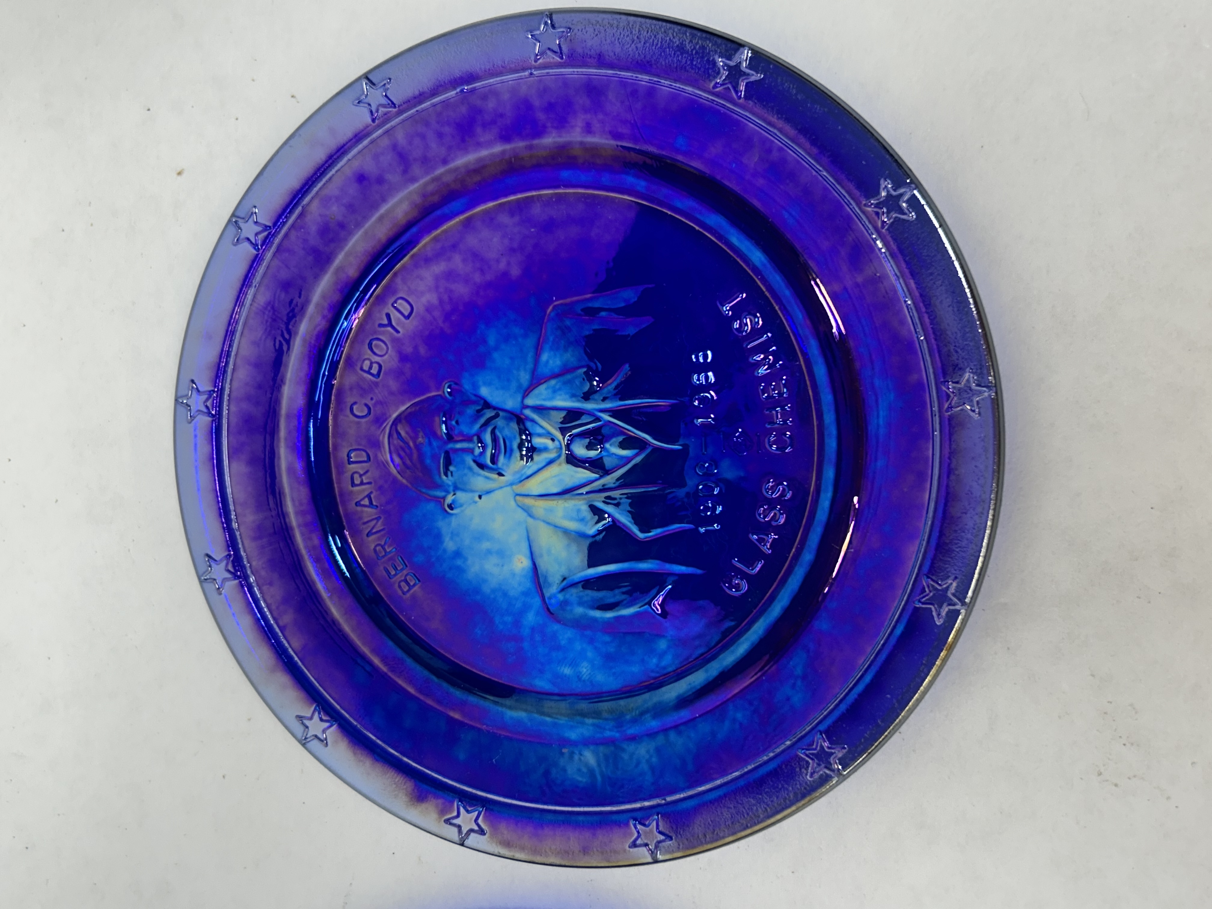 BOYD ART GLASS COBALT PLATES 1988
