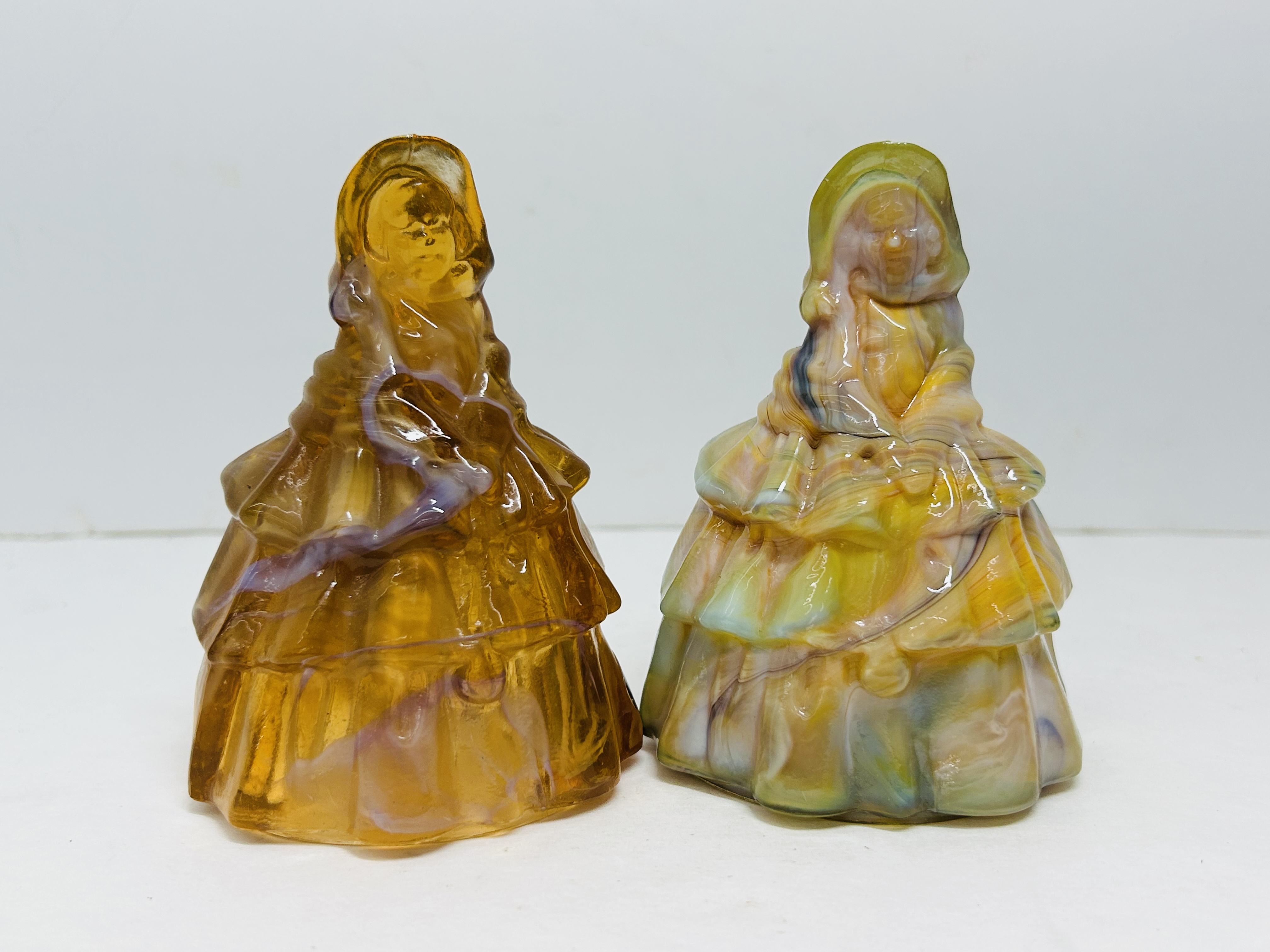 BOYD SLAG GLASS FIGURINE BELLS, 1982