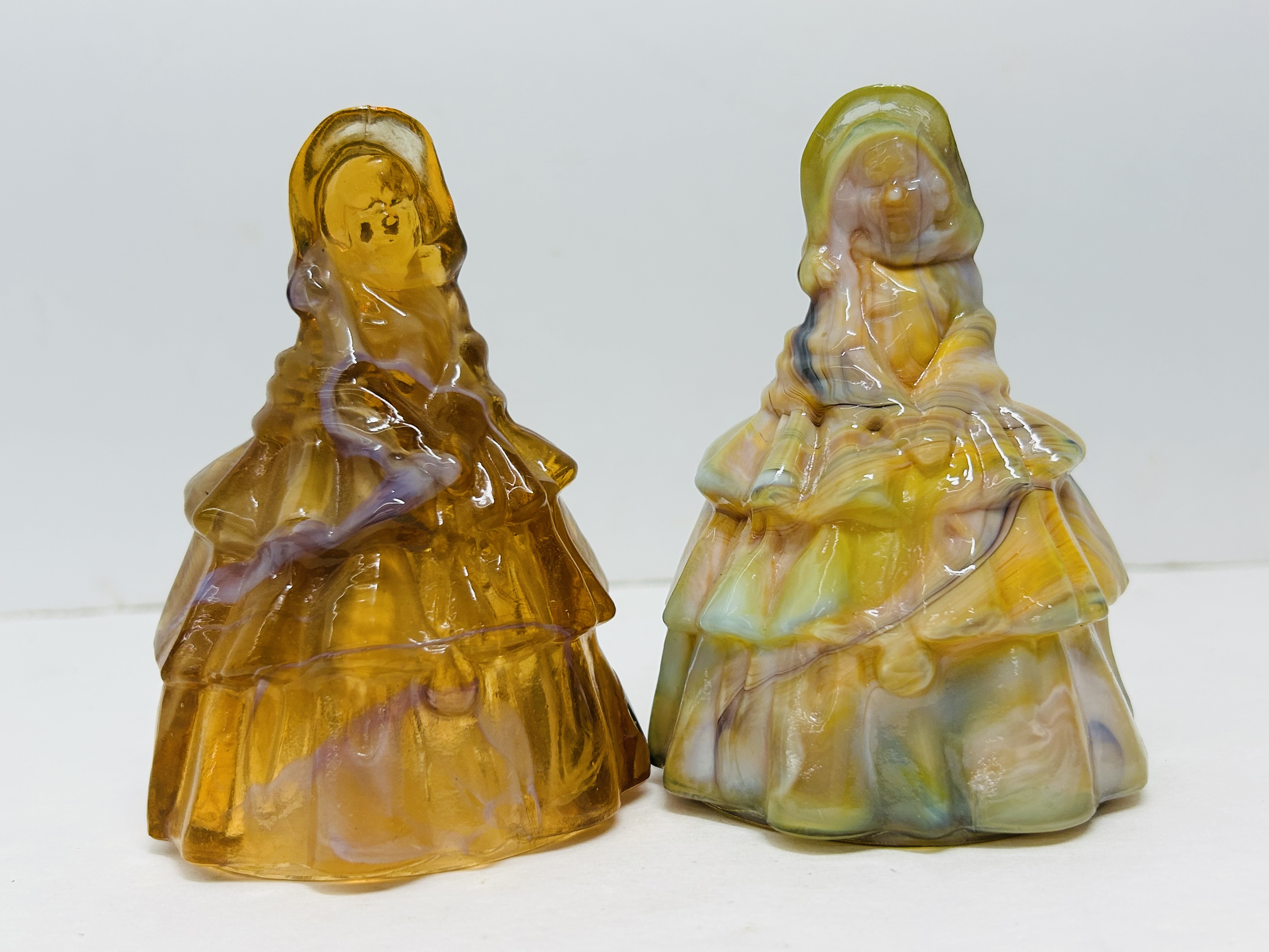 BOYD SLAG GLASS FIGURINE BELLS, 1982