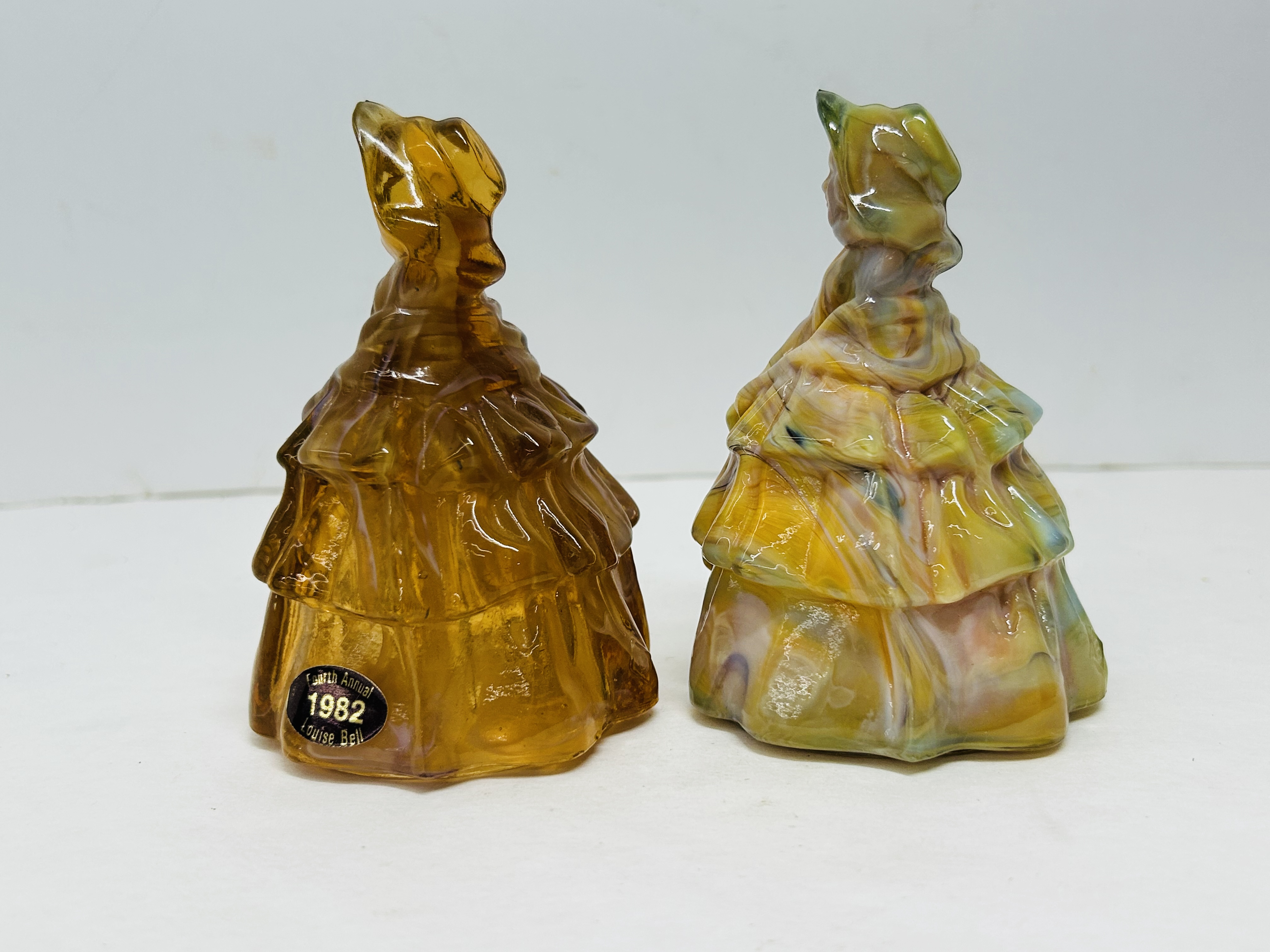 BOYD SLAG GLASS FIGURINE BELLS, 1982