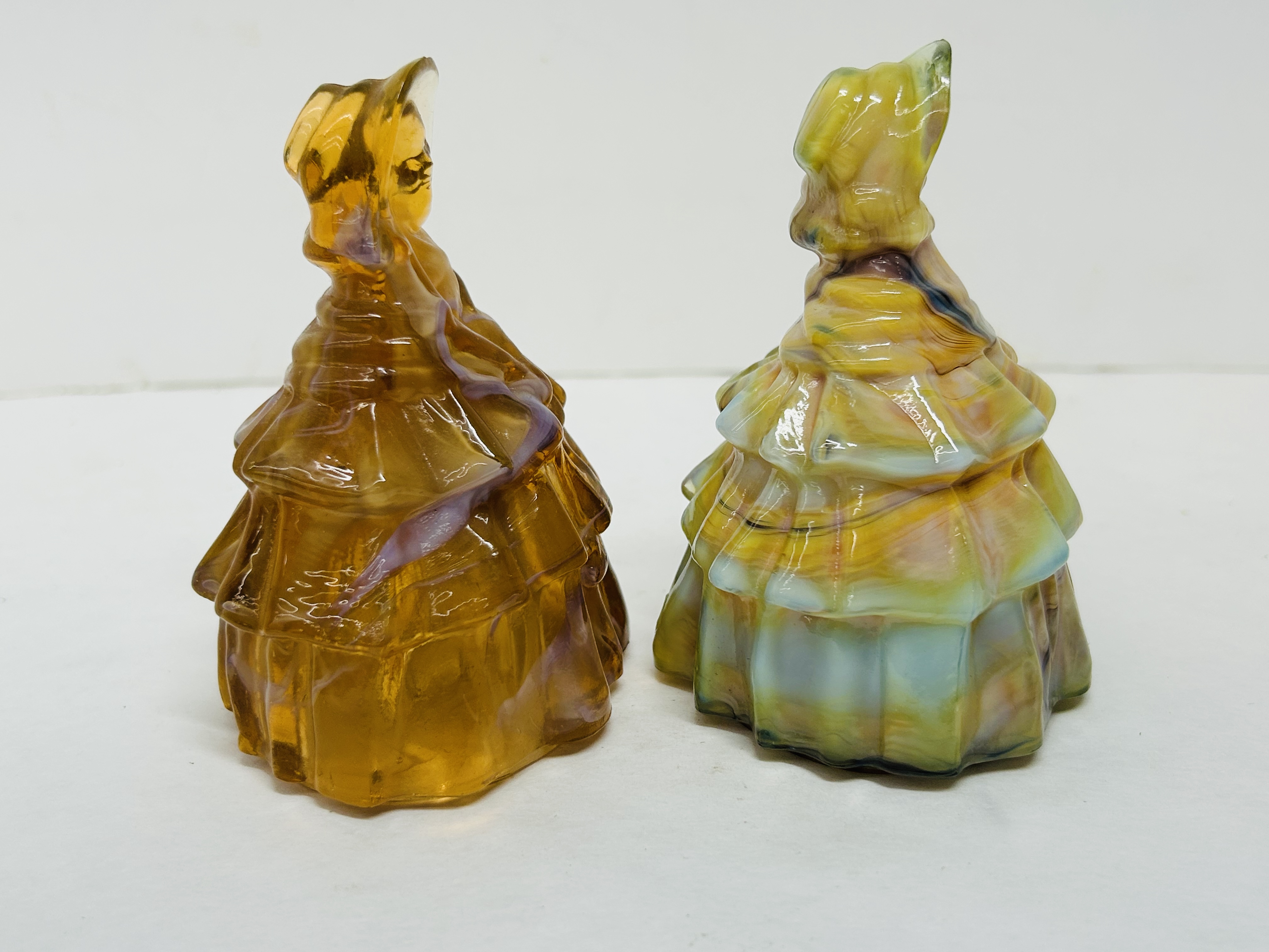 BOYD SLAG GLASS FIGURINE BELLS, 1982