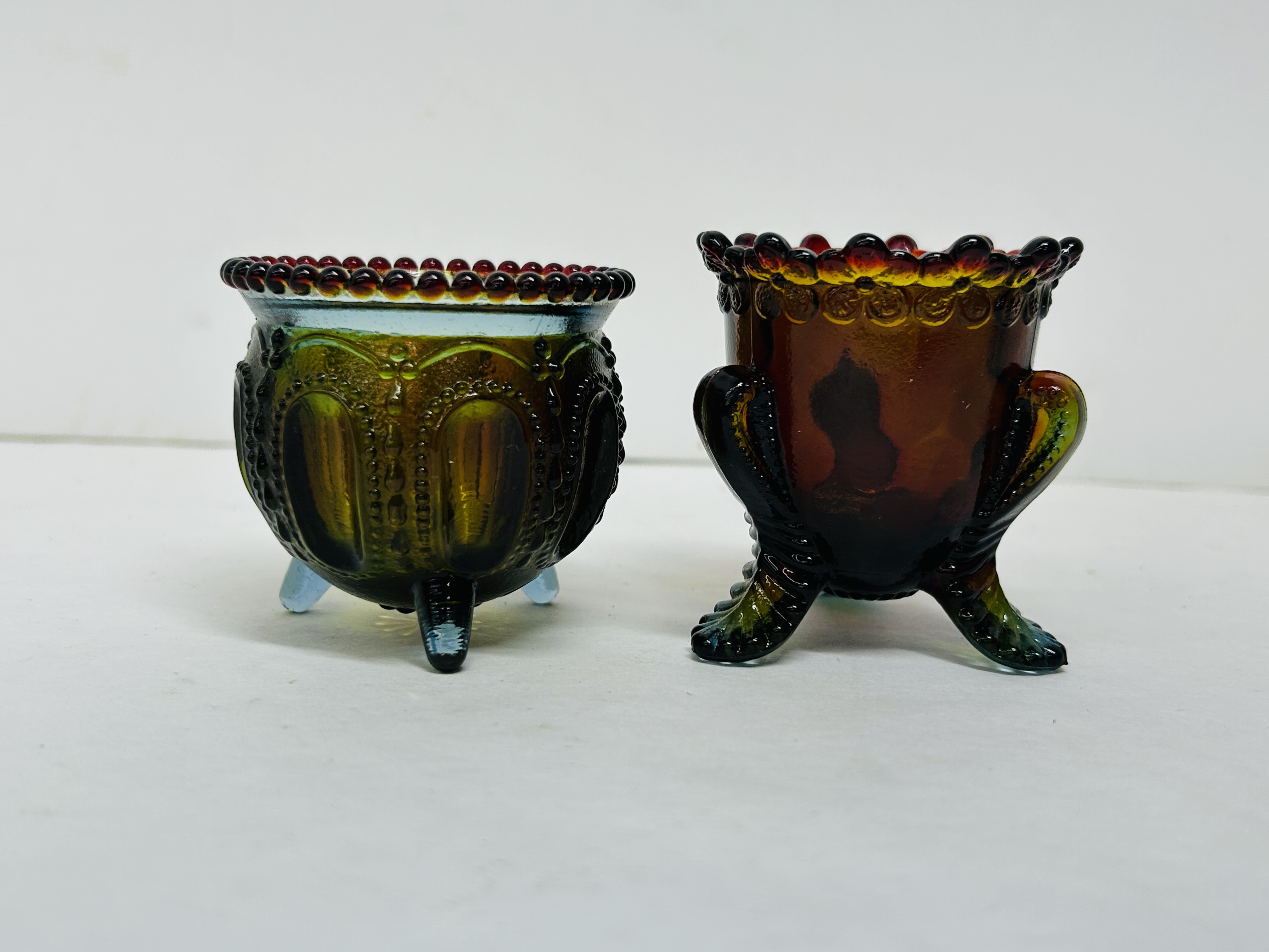 BOYD RUBINA GLASS TOOTHPICK HOLDERS, LATE 20TH CENTURY