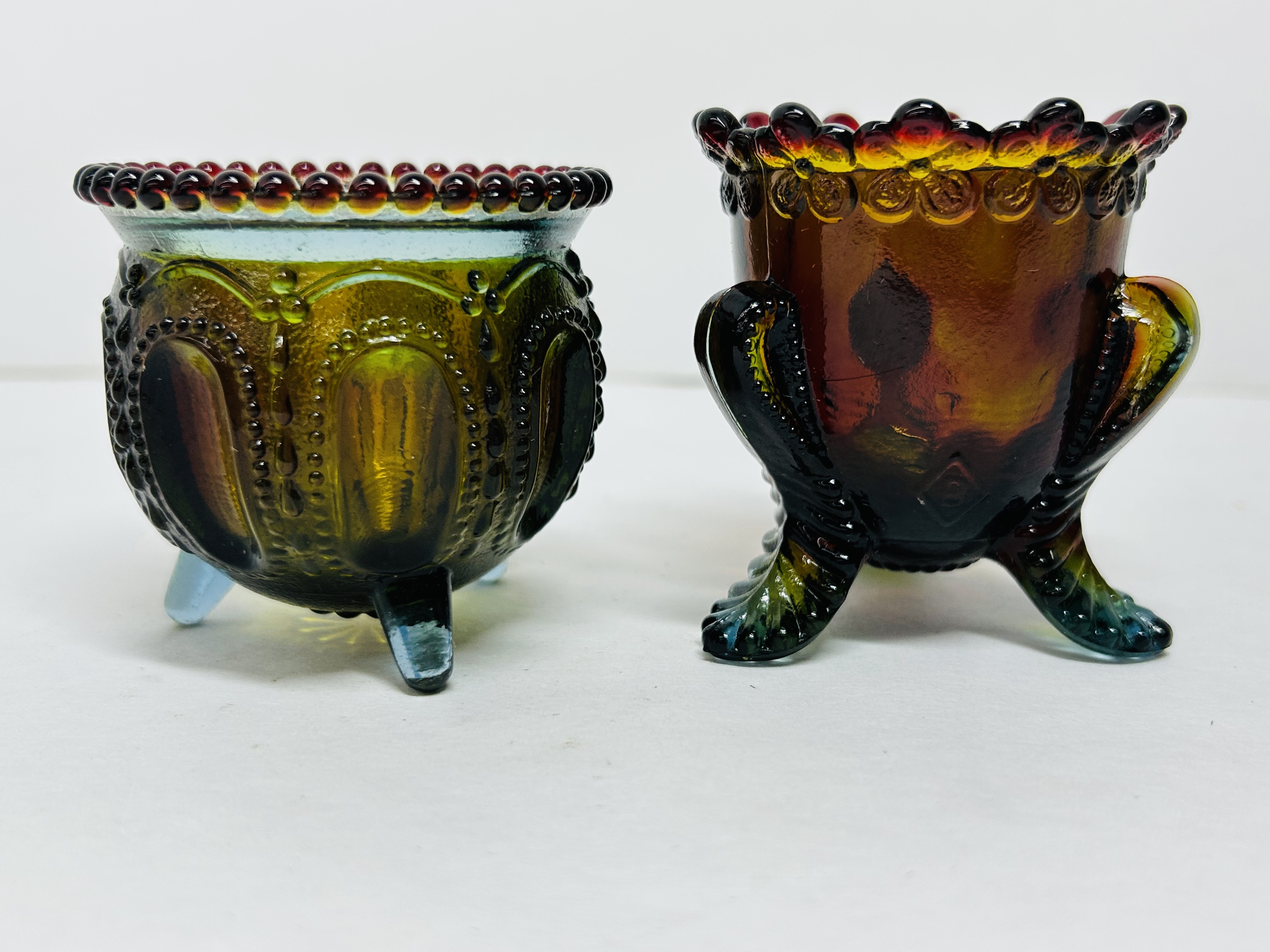 BOYD RUBINA GLASS TOOTHPICK HOLDERS, LATE 20TH CENTURY
