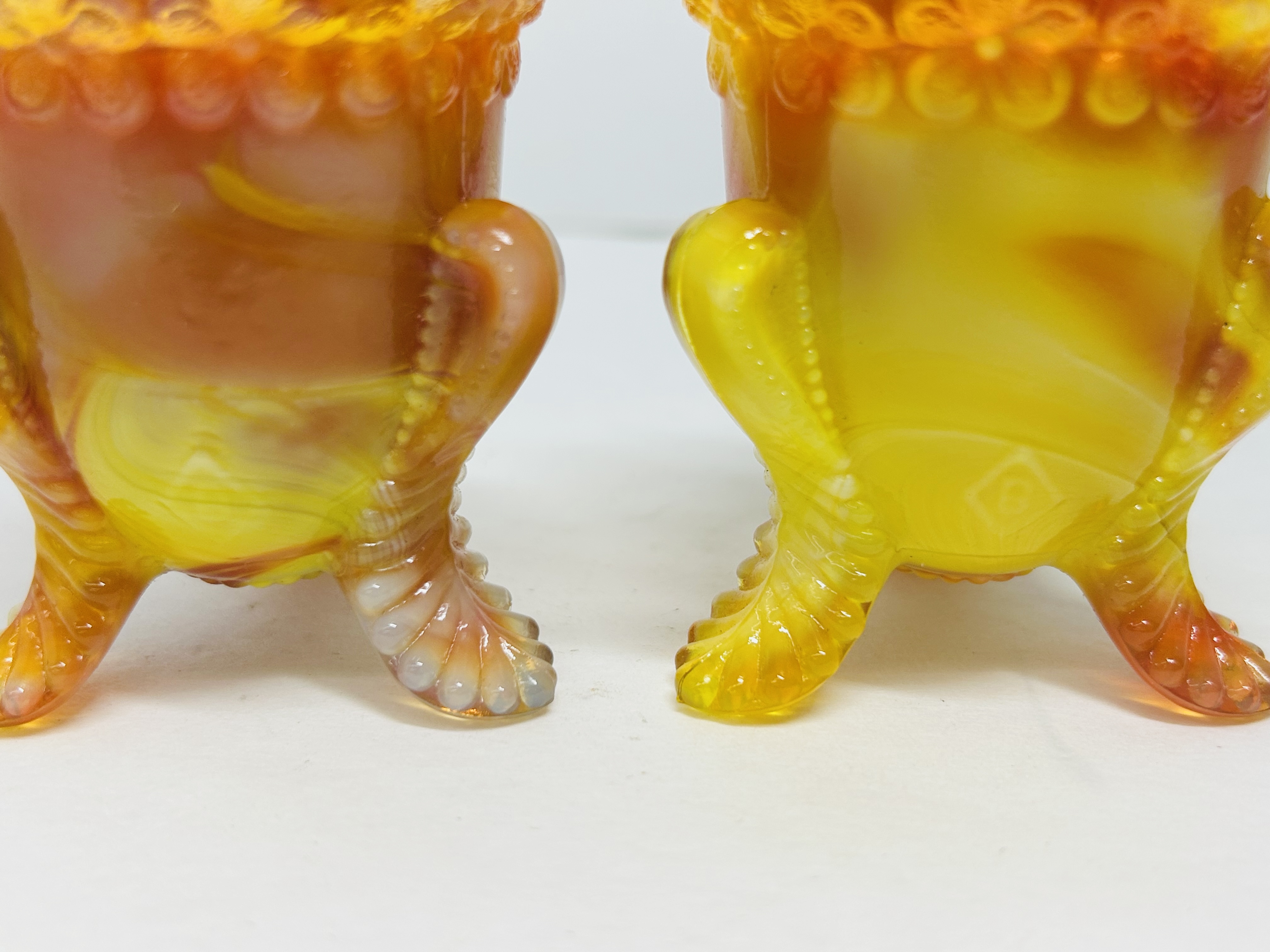 BOYD AMBERINA SLAG TOOTHPICK HOLDERS, 1980S